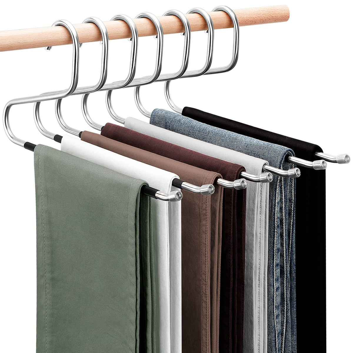 Doiown Pants Trousers Jeans Hangers - 30 Pack Open Ended Pants Jean Hangers Space Saving Clothes Hangers For Men Women, Thick St