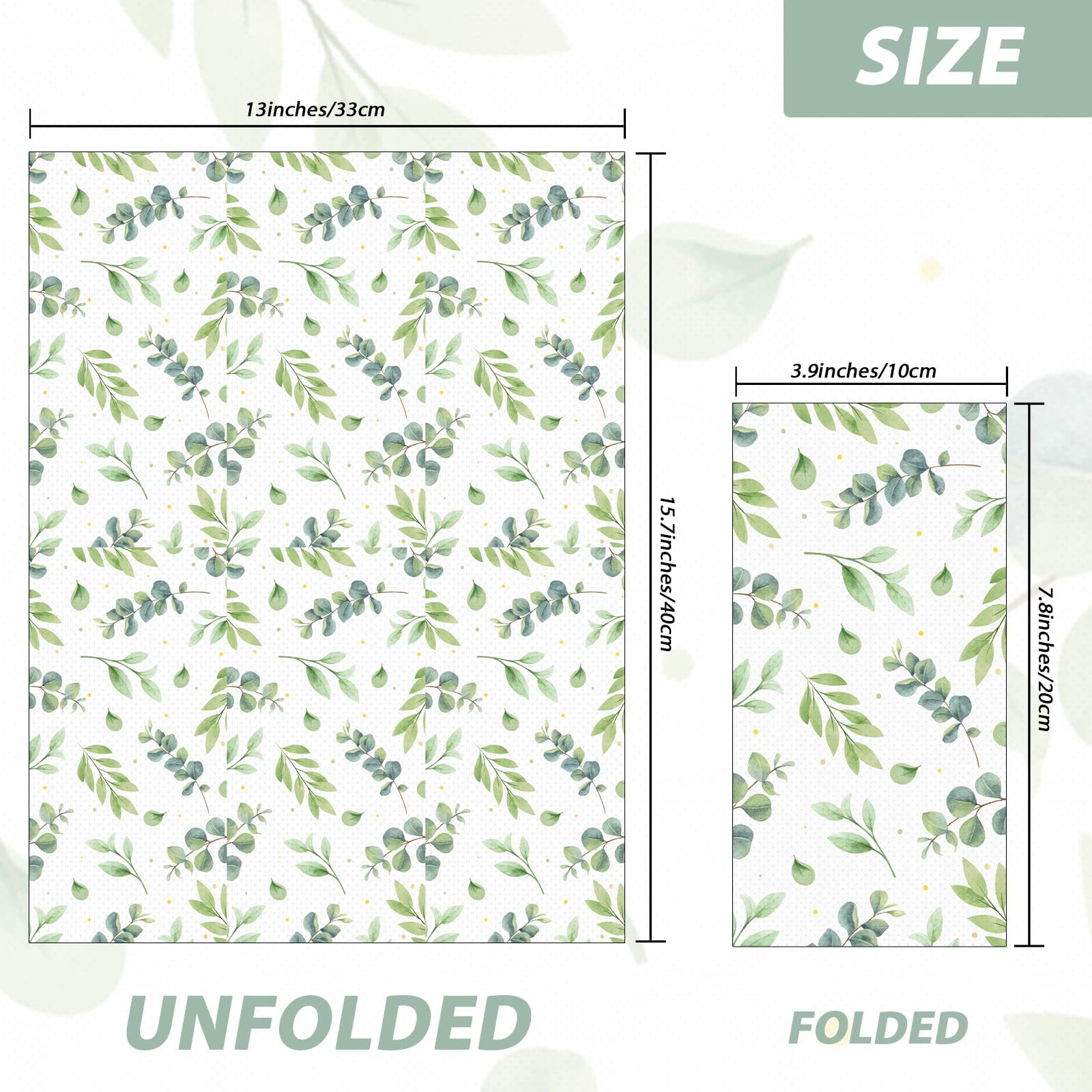 50 Pcs Disposable Greenery Guest Napkins Eucalyptus Paper Napkins Soft Absorbent Guest Paper Towels For Bathroom Kitchen Parties