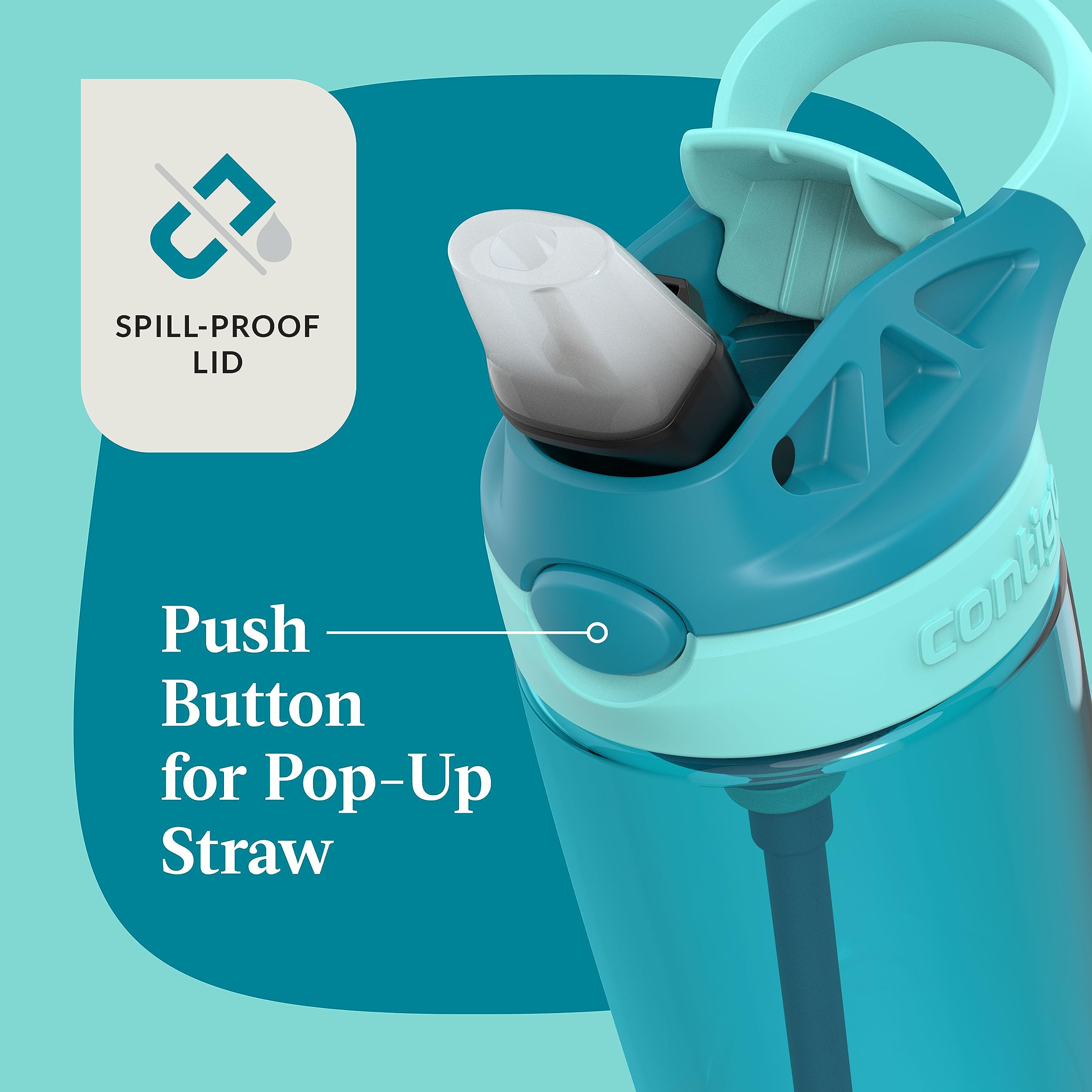 Contigo Aubrey Leak-Proof Spill-Proof Water Bottle, 20Oz, Juniper Jade