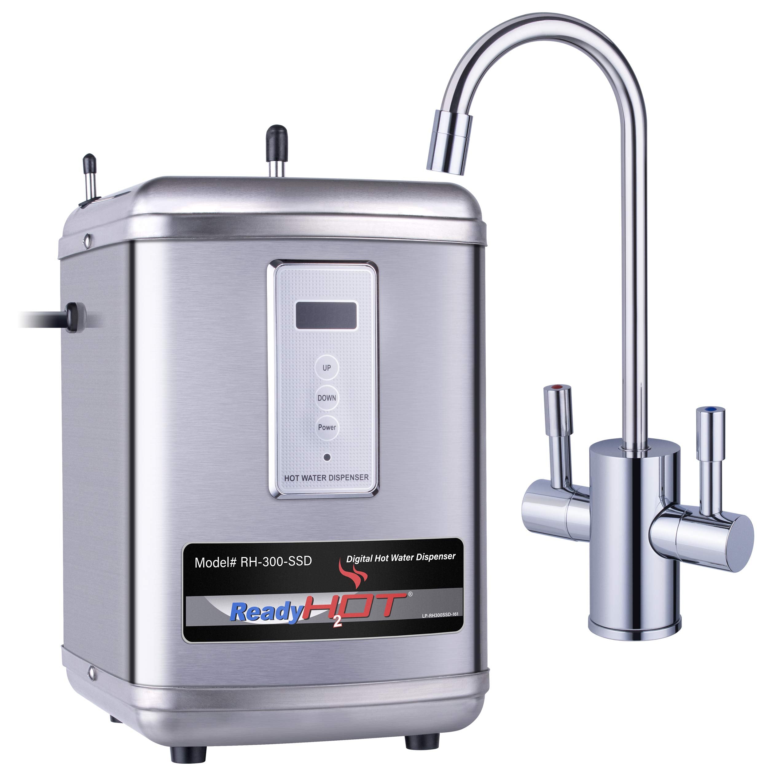 Ready Hot 41-Rh-300-F560-Ch Instant Hot Water Dispenser System, 2.5 Quarts, Digital Display Dual Lever Hot And Cold Water Faucet