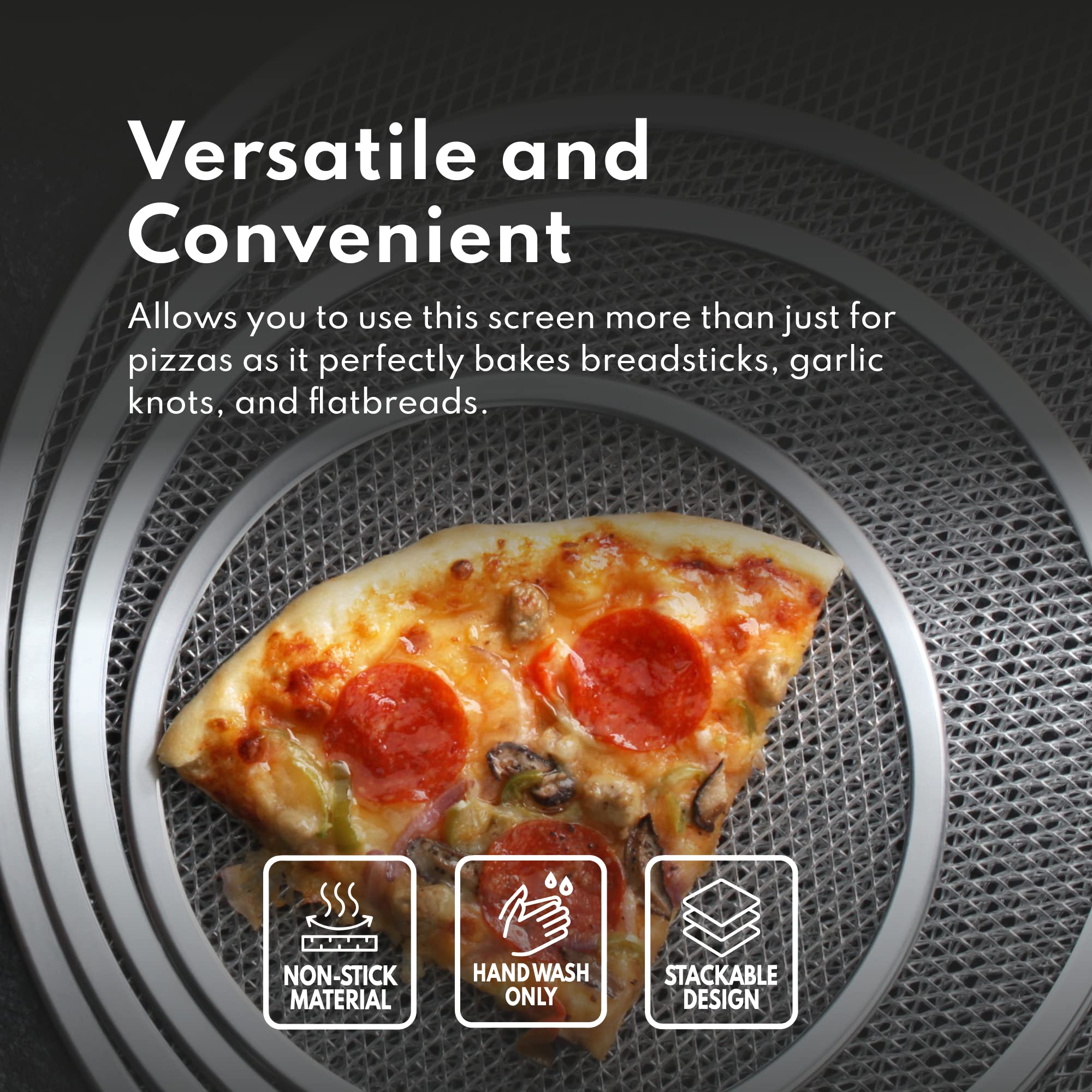 New Star Foodservice 50950 Restaurant-Grade Aluminum Pizza Baking Screen, Seamless, 12-Inch, Pack Of 6