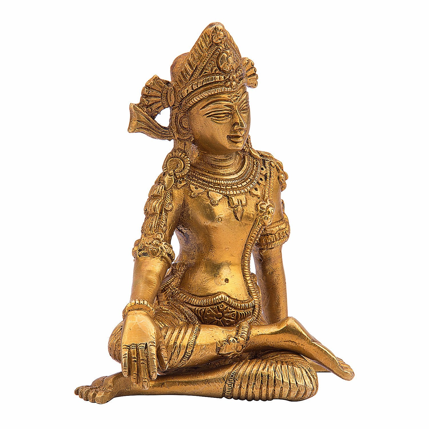 Kartique Indra Dev Sitting Murti | Gold Finish 6 Inch Vastu Decor For Home | Mandir Showpiece For Housewarming Gift | Indra Dev