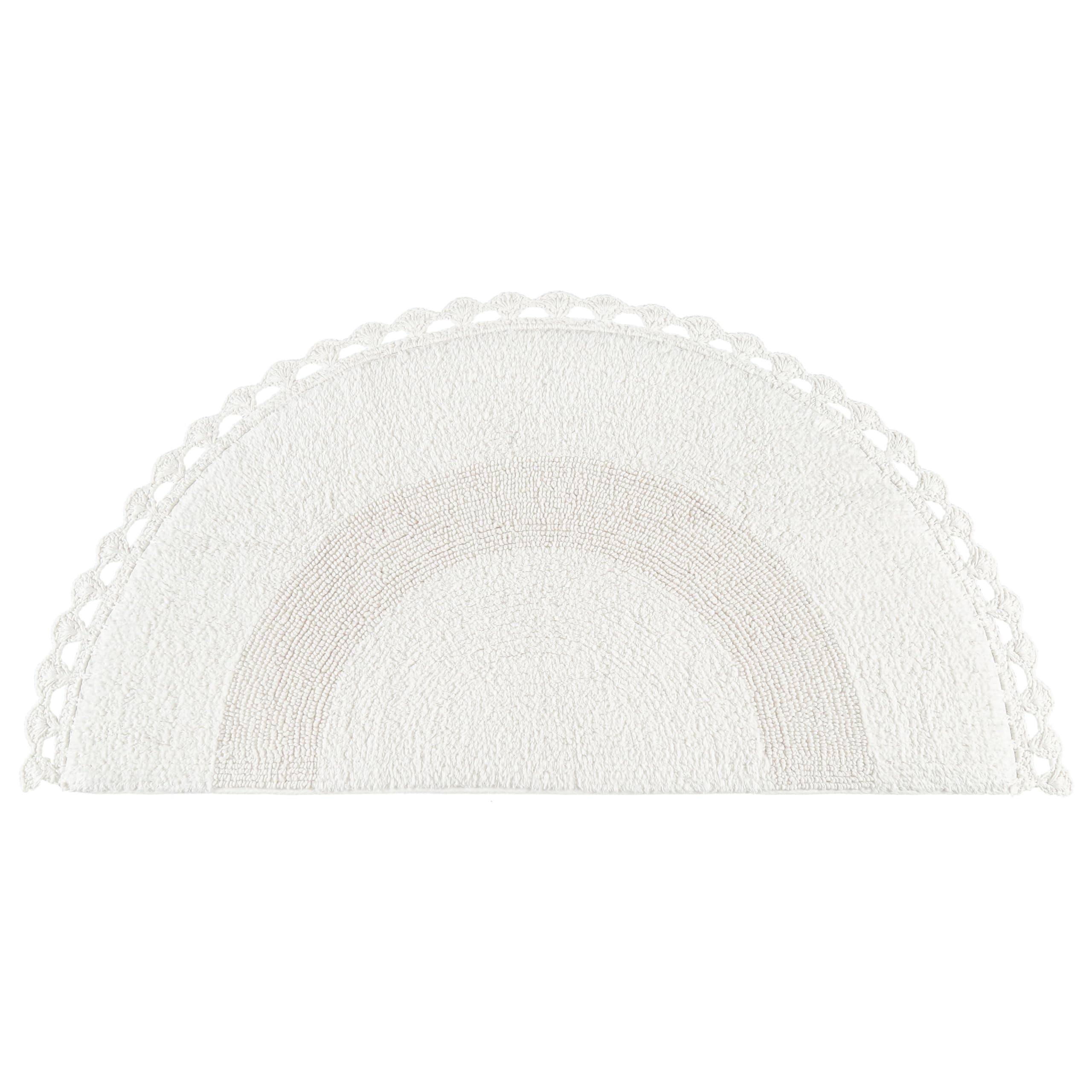 Savi Home Half Circle Bohemian Bathroom Rug With Handwoven Chrochet Border, Beautifully Handcrafted 100% Cotton Mat - 22X42, Rou