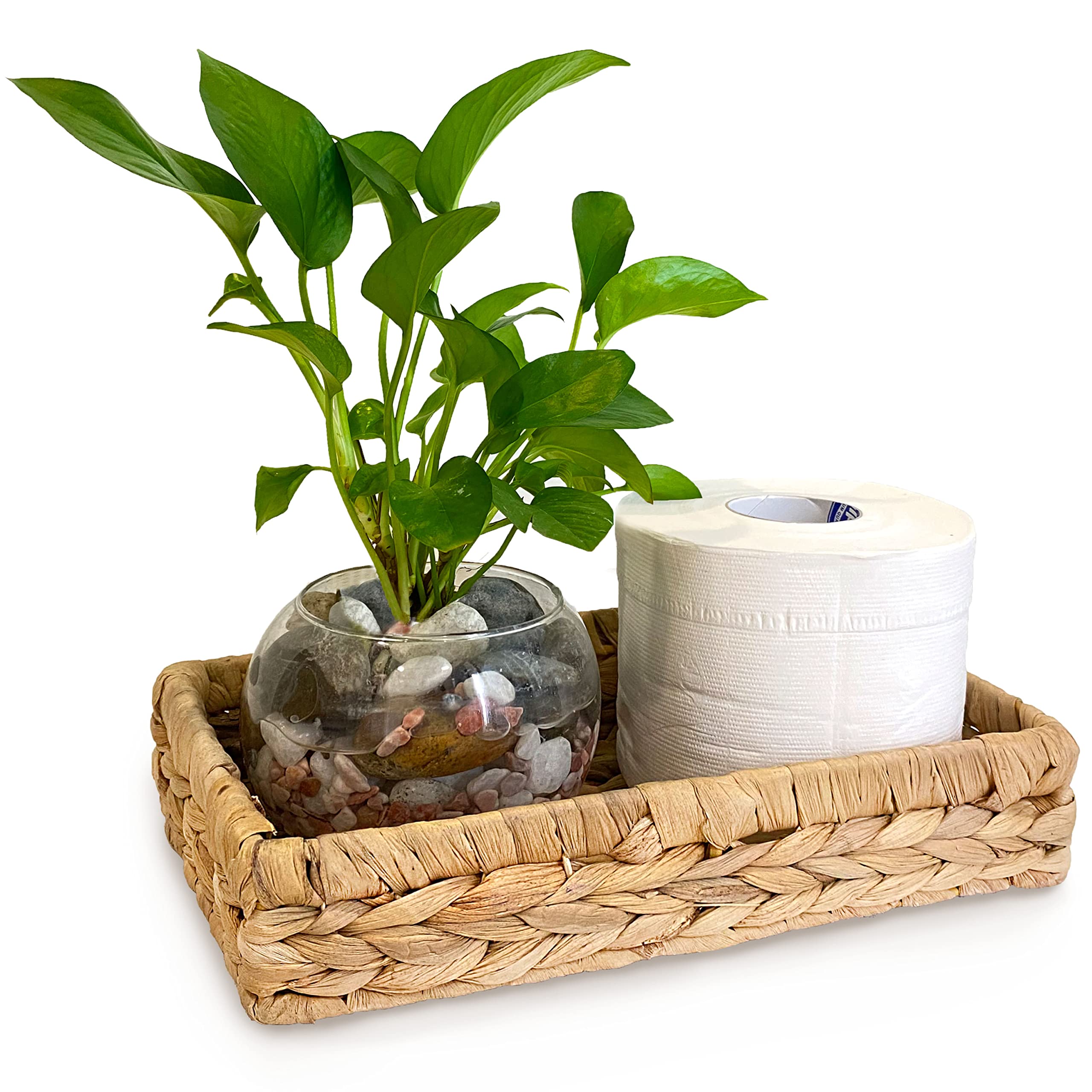 Tagree Woven Seagrass Tray, Guest Towel Holder For Spa, Hotel, Bathroom, Water Hyacinth Napkin Holder For Desk, Beautiful Farmho