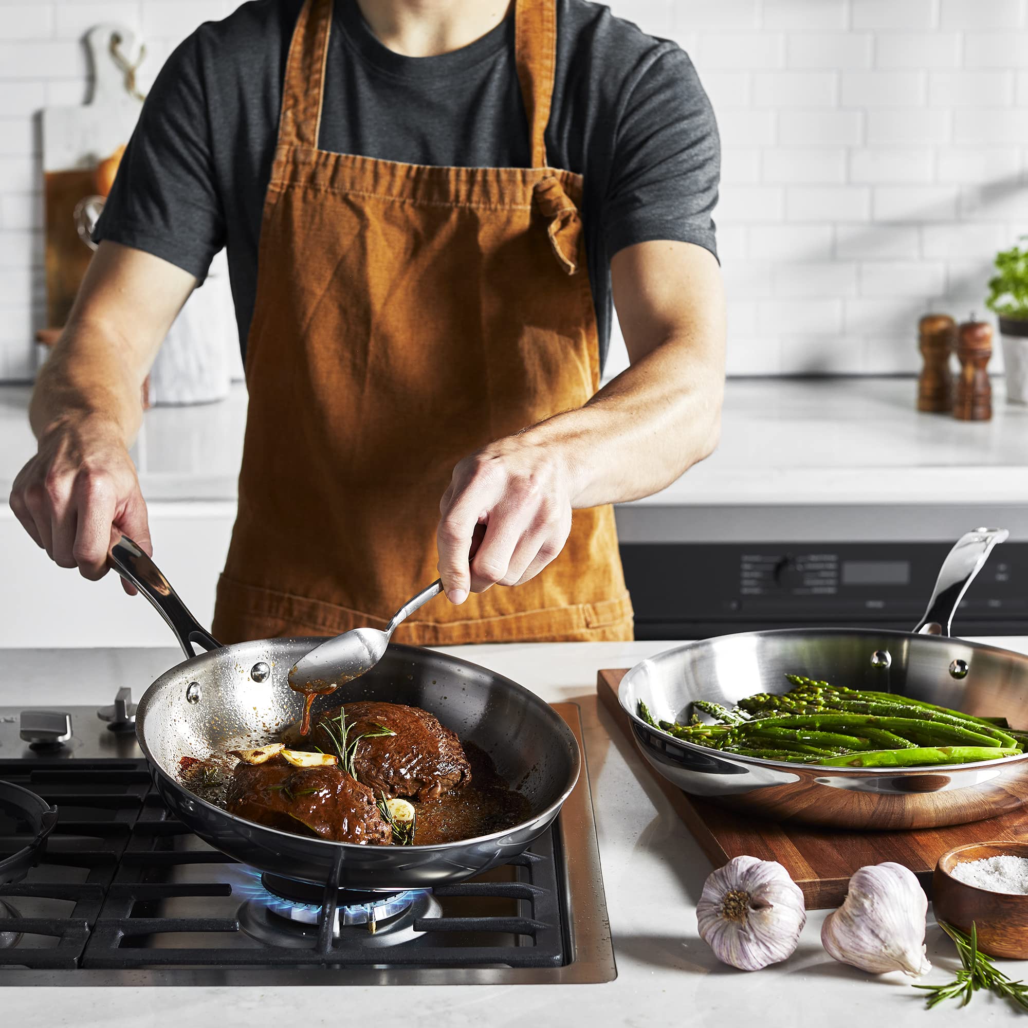 Henckels Clad H3 2-Pc Induction Frying Pan Set, 10-Inch Fry Pan And 12-Inch Fry Pan, Stainless Steel, Durable And Easy To Clean