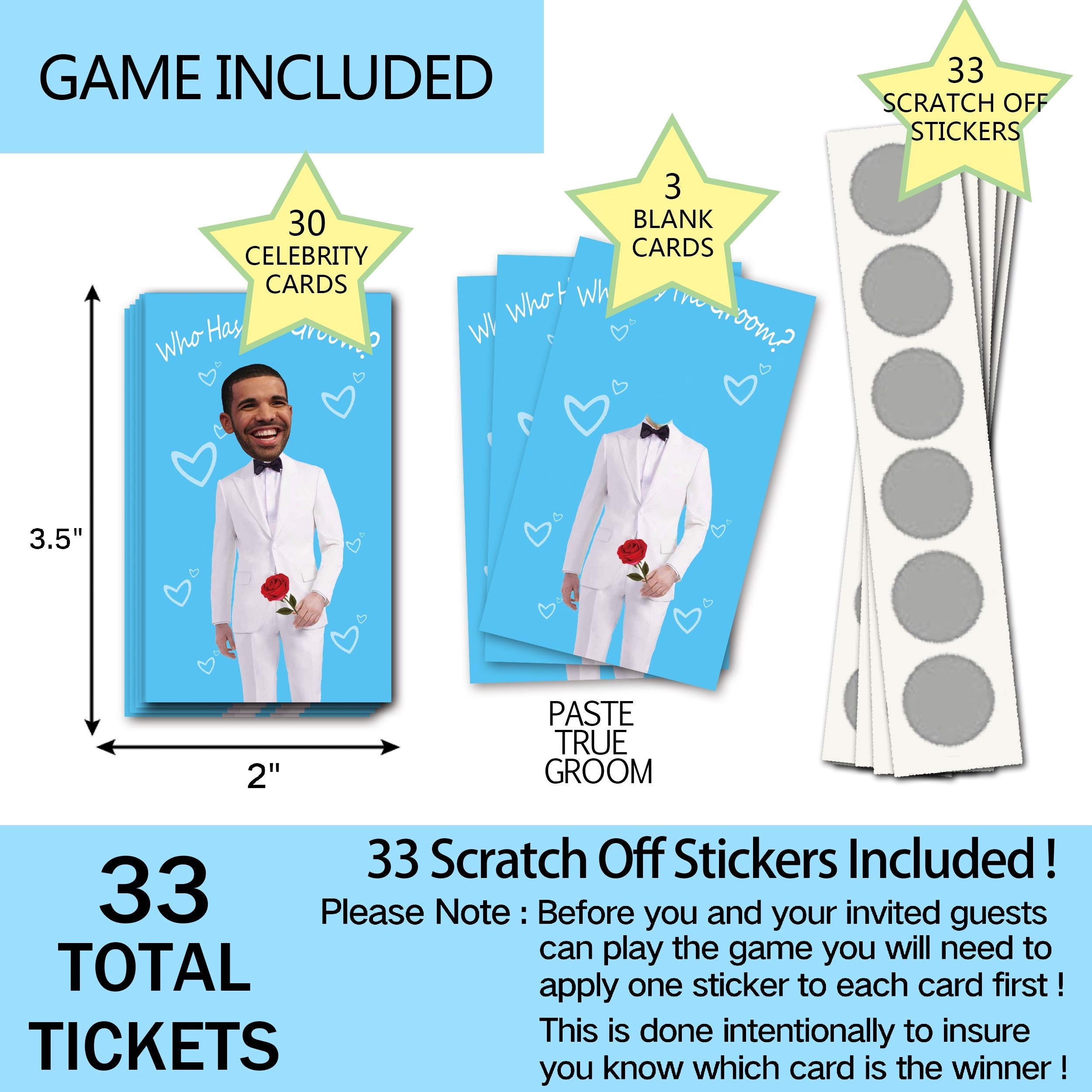Ukebobo Bridal Shower Games - Scratch Off Bridal Shower Game.Funny Bachelorette Party Games - Who Has The Groom - 33 Sheets Blue