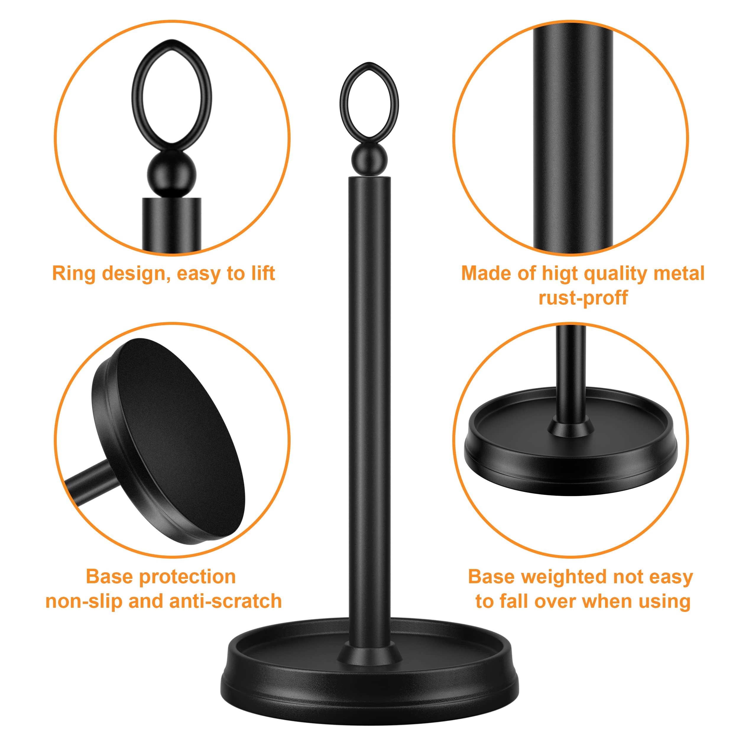 Kasunto Paper Towel Holder (Heavy Weighted Base) Steel Paper Towel Holder Countertop,Paper Towel Holder Stand For Kitchen Counte