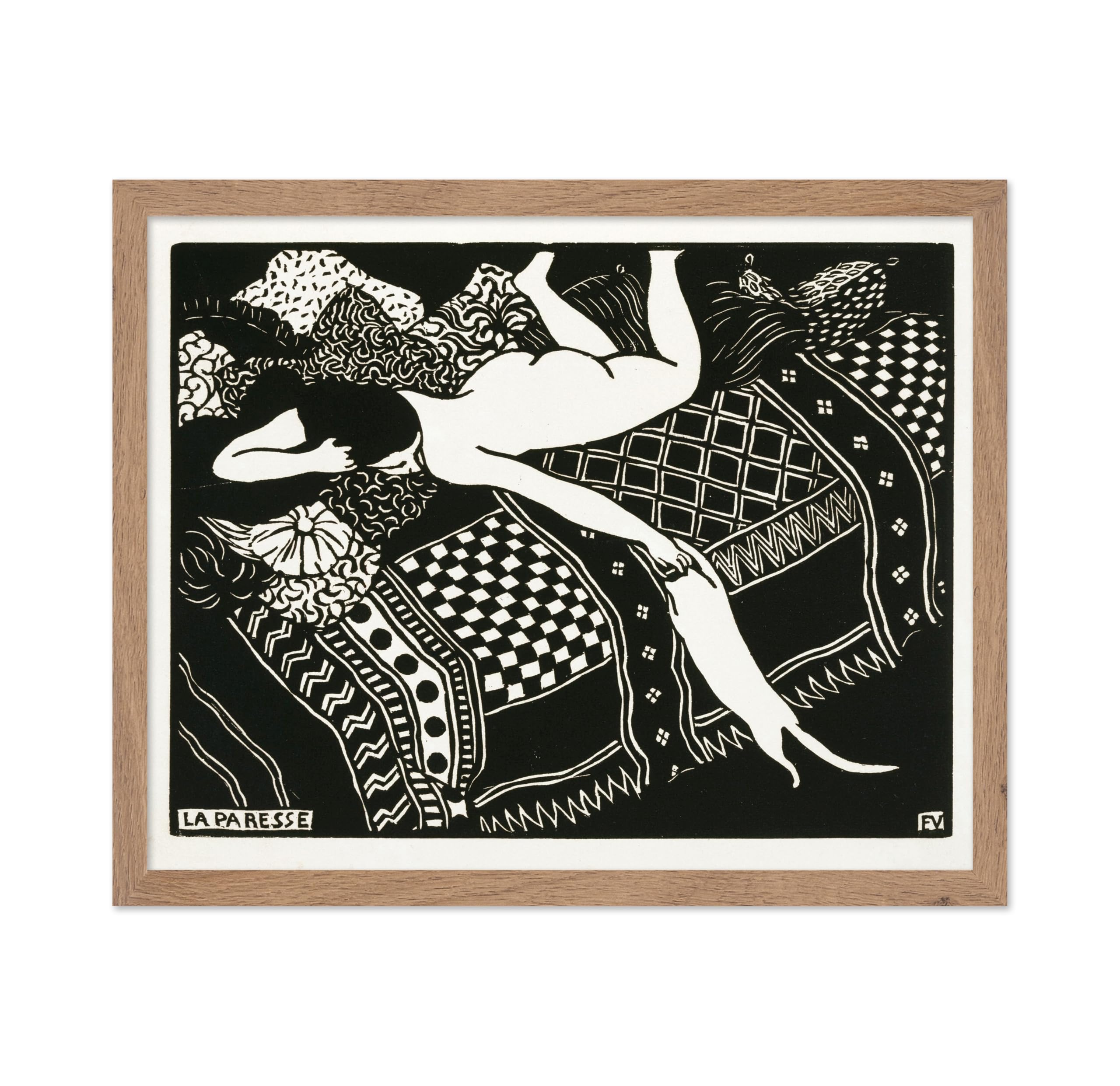 Poster Master Vintage Felix Vallotton Poster - Retro Laziness Print - Naked Lady & Cat Art - Gift for Her, Woman, Animal Lover -