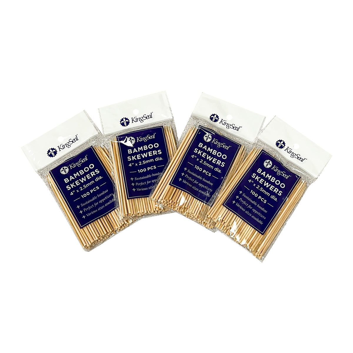 Kingseal Natural Bamboo Wood Grilling Skewers, 10 Inches X 3.0Mm Diamter, For Shish Kebabs, Bbq, And Fruit Arrangements, Bulk Pa