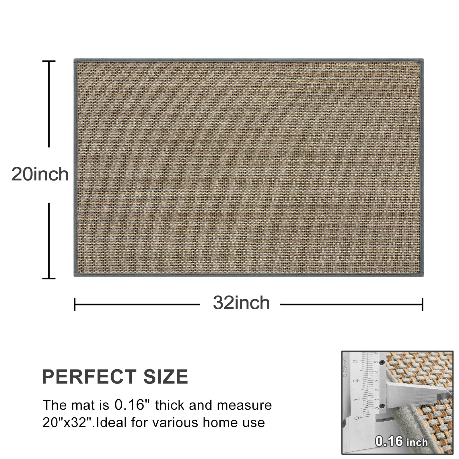 Kimode Washable Kitchen Rugs, Non Slip Farmhouse Kitchen Rugs 20''X32'', Absorbent Gray Kitchen Mats For Floor, Woven Kitchen Fl
