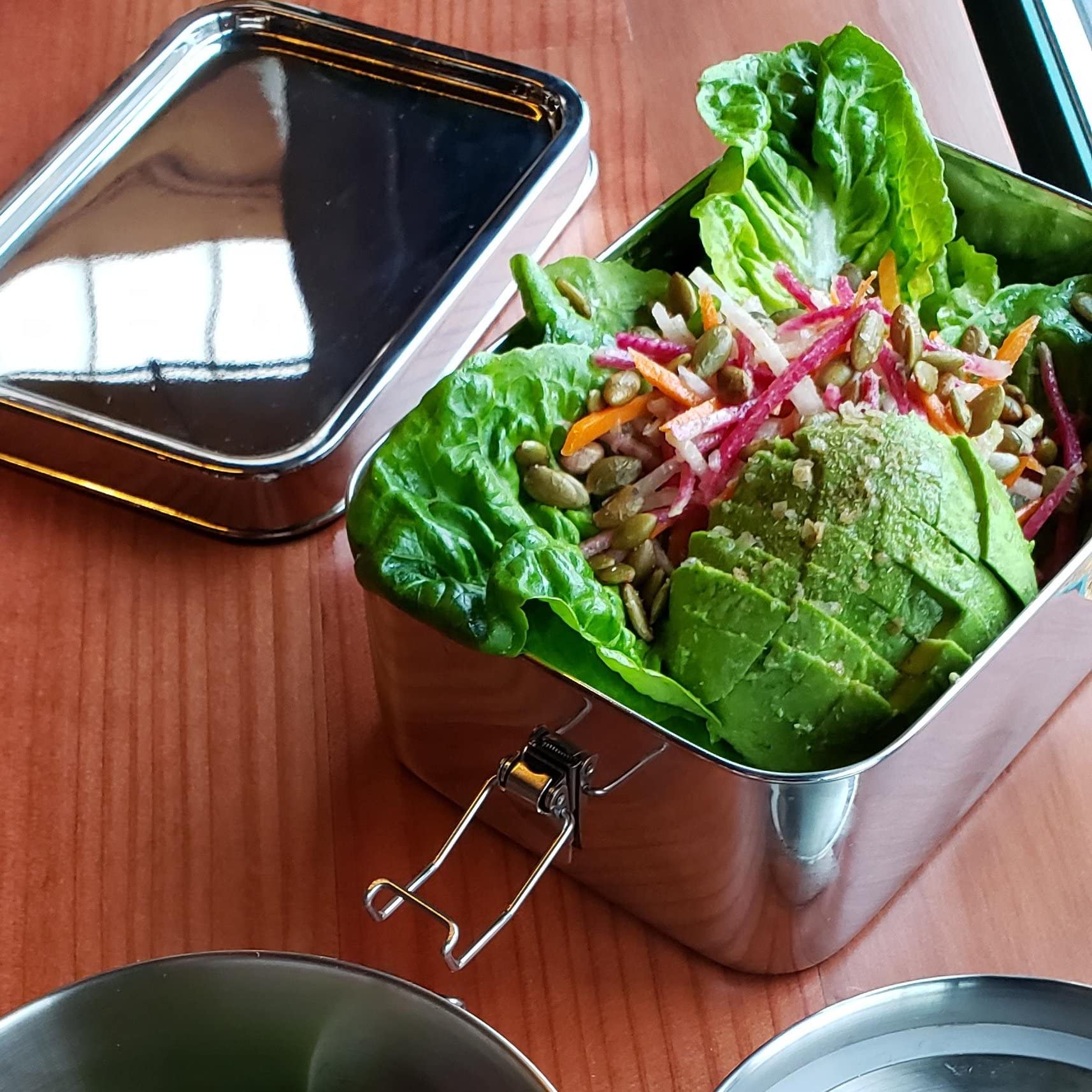 Ecolunchbox Stainless Steel Bento Box Rectangle - Holds 5 Cups Food - Leakproof