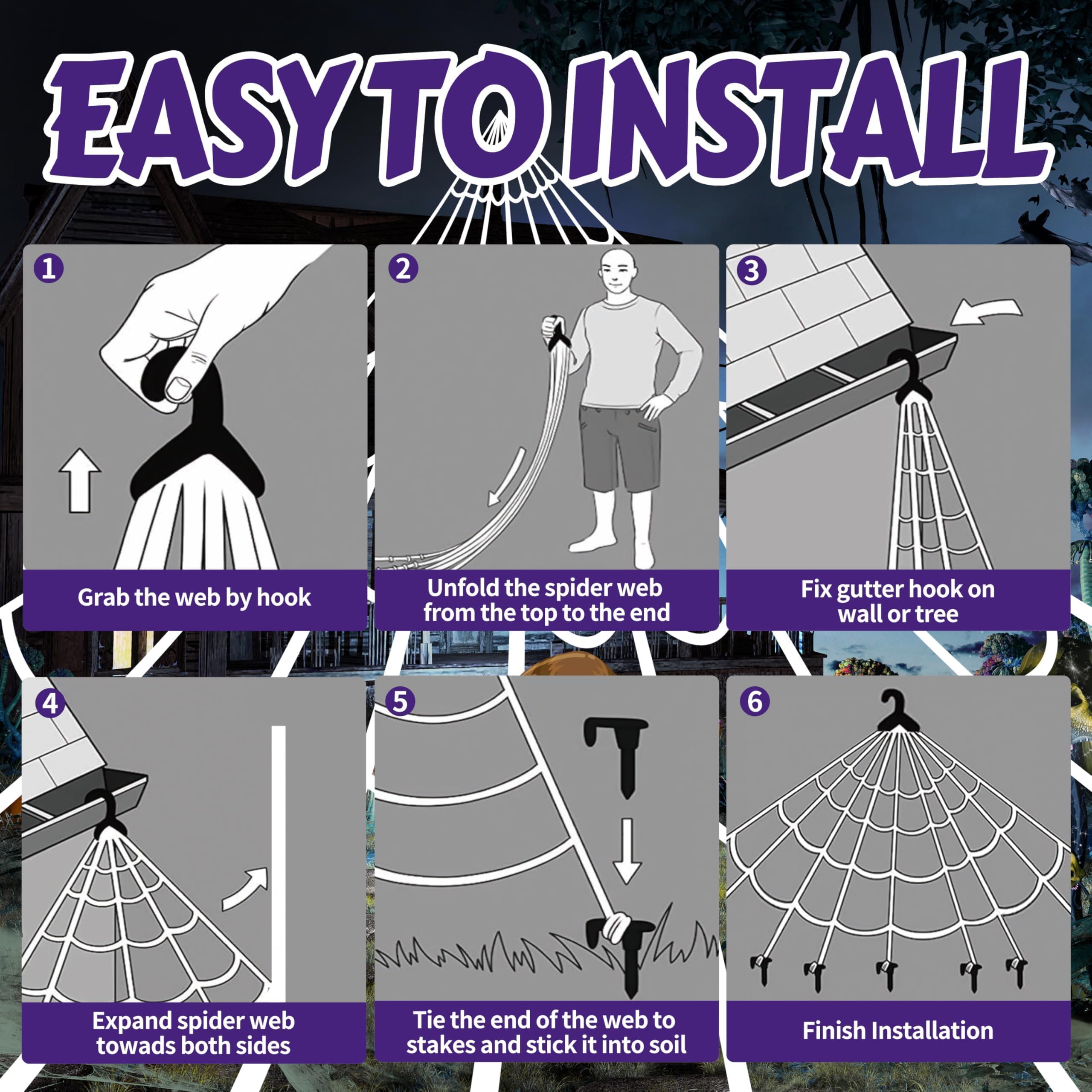 Halloween Spider Web Lights Giant Spider, 16.4Ft 450 LED Lighted Spider Web with with 8 Lighting Modes Waterproof & Timer for In