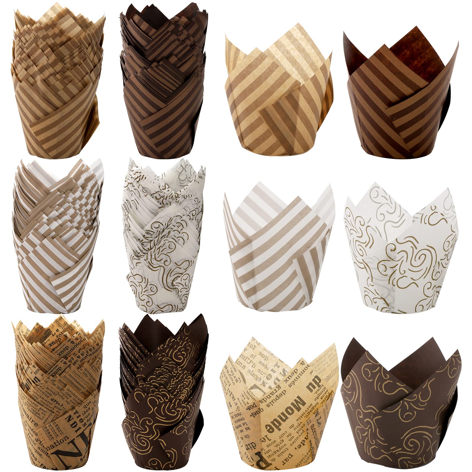 Lawei Set Of 300 Tulip Cupcake Liner - Baking Paper Cups Muffin Liners Wrappers For Weddings, Birthdays, Baby Showers