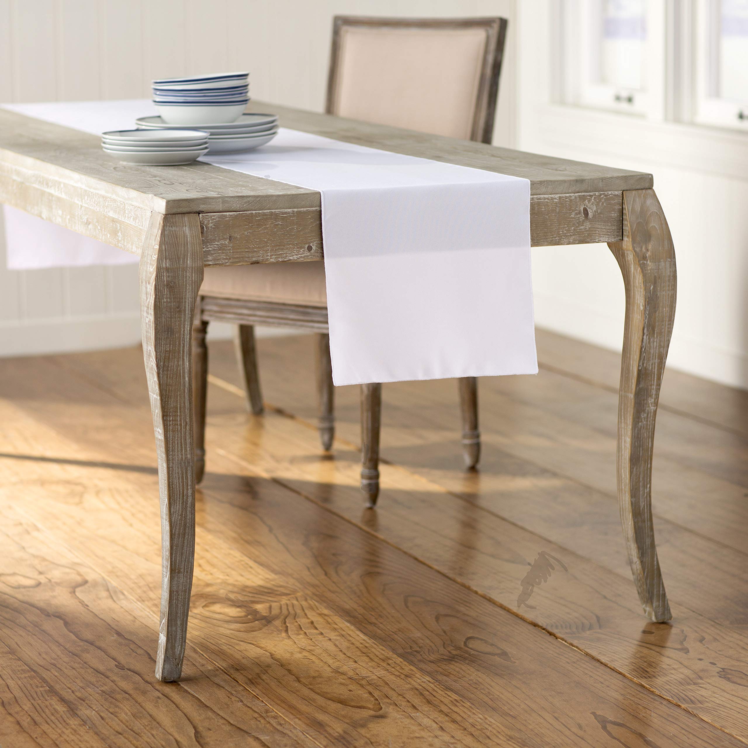 LA Linen Polyester Poplin Table Runner 14  by 108-Inch  White