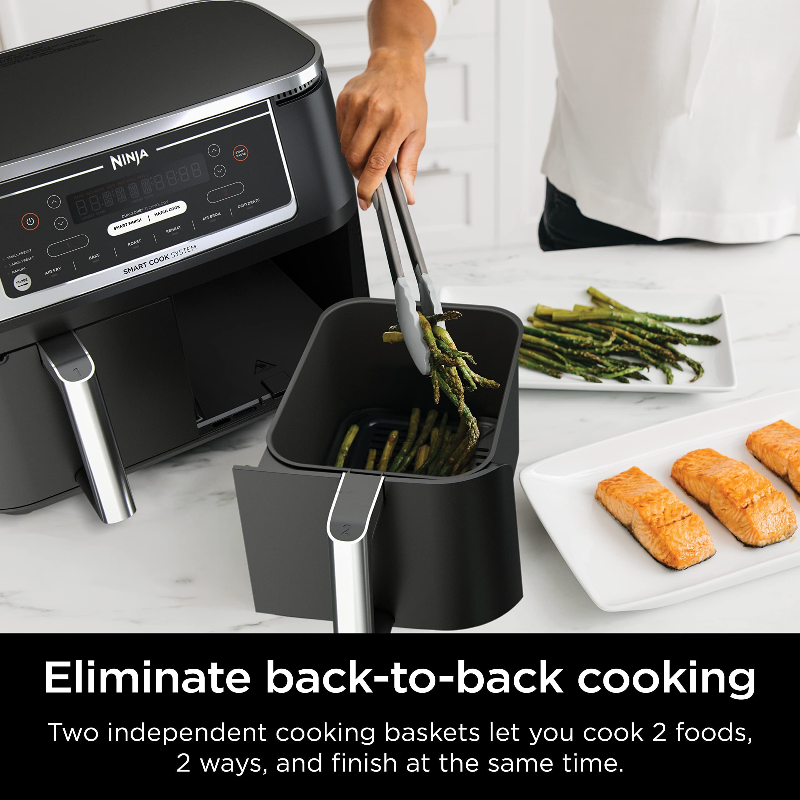 Ninja Air Fryer, Thermometer, Roast, Bake, Air Fry, Crisps, Broil, Reheats, Keep Warm, 10-In-1, Fries, Frozen Food, Veggies, And