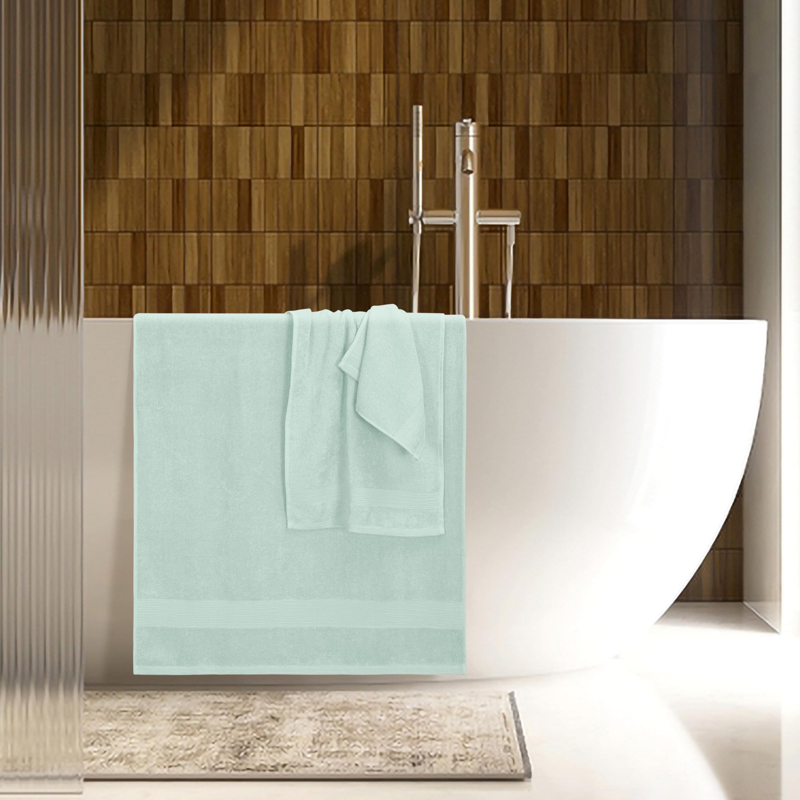 Elvana Home 8 Piece Towel Set 100% Ring Spun Cotton, 2 Bath Towels 27X54, 2 Hand Towels 16X28 And 4 Washcloths 13X13 - Ultra Sof
