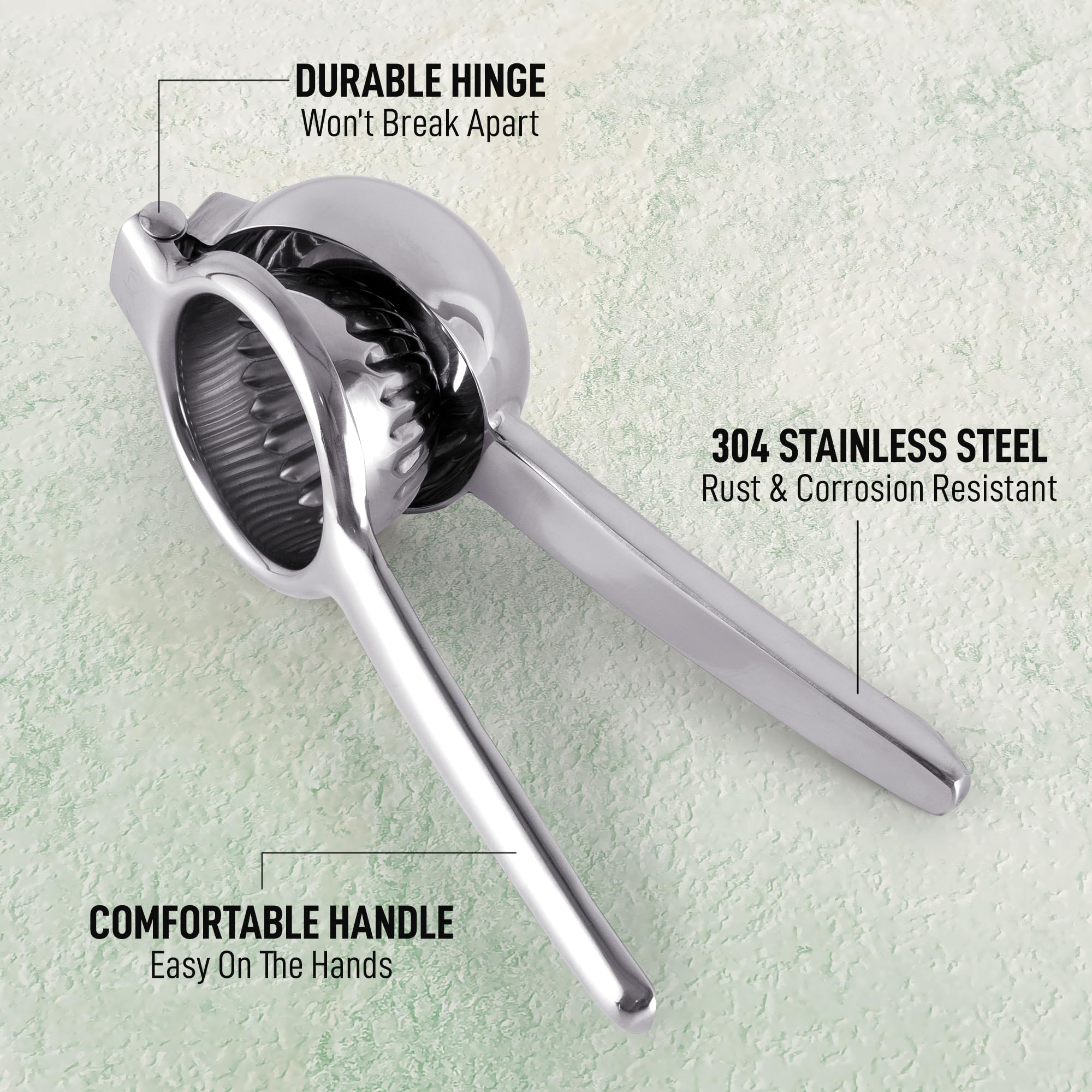 Zulay Kitchen Large Stainless Steel Lemon Squeezer - Heavy Duty Manual Citrus Press in Silver
