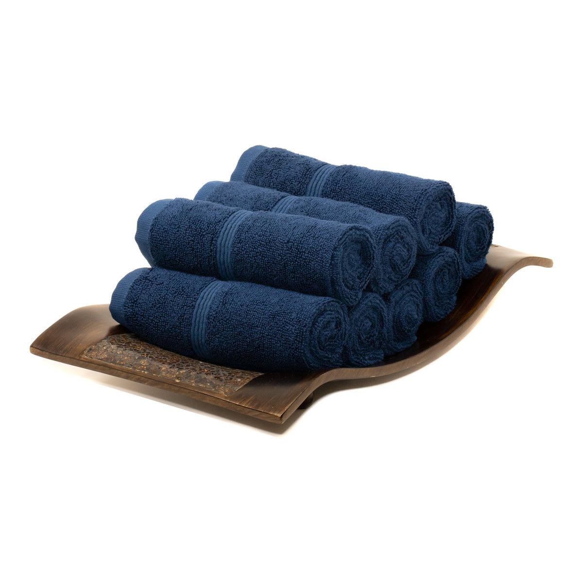 Mosobam Luxury Turkish Towels Set Of 8 Washcloths 13X13 Navy Blue 700 Gsm Bamboo Viscose & Aegean Turkish Combed Cotton