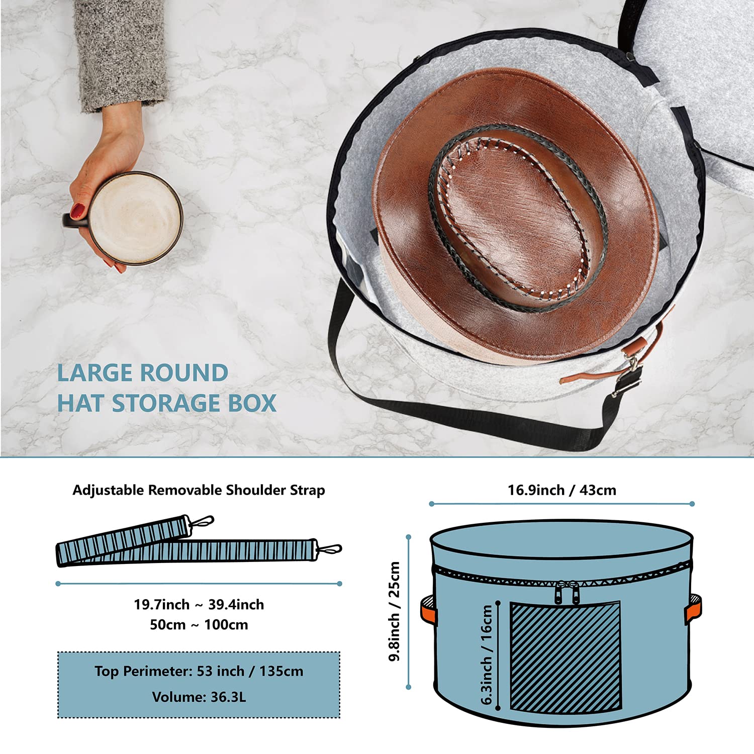 Xxrcbag White Hat Box, Closet Organizer, Universal Travel Hat Box For Men And Women, Large Round Foldable Toy Bag With Dustproof