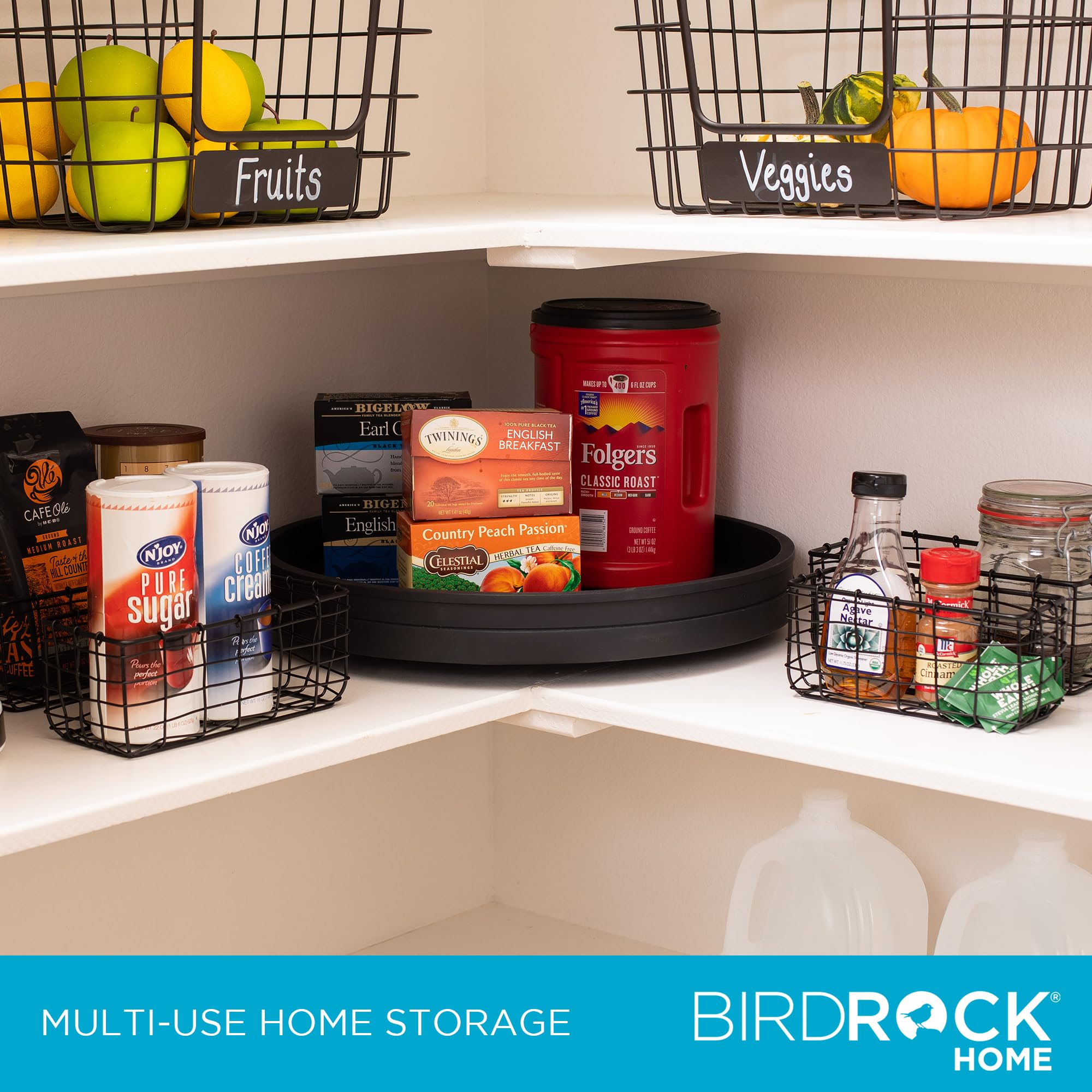 Birdrock Home Wire Storage Basket Set - Iron Baskets For Organizing, Kitchen Pantry Shelves, Rectangle Bins For Bathroom, Closet