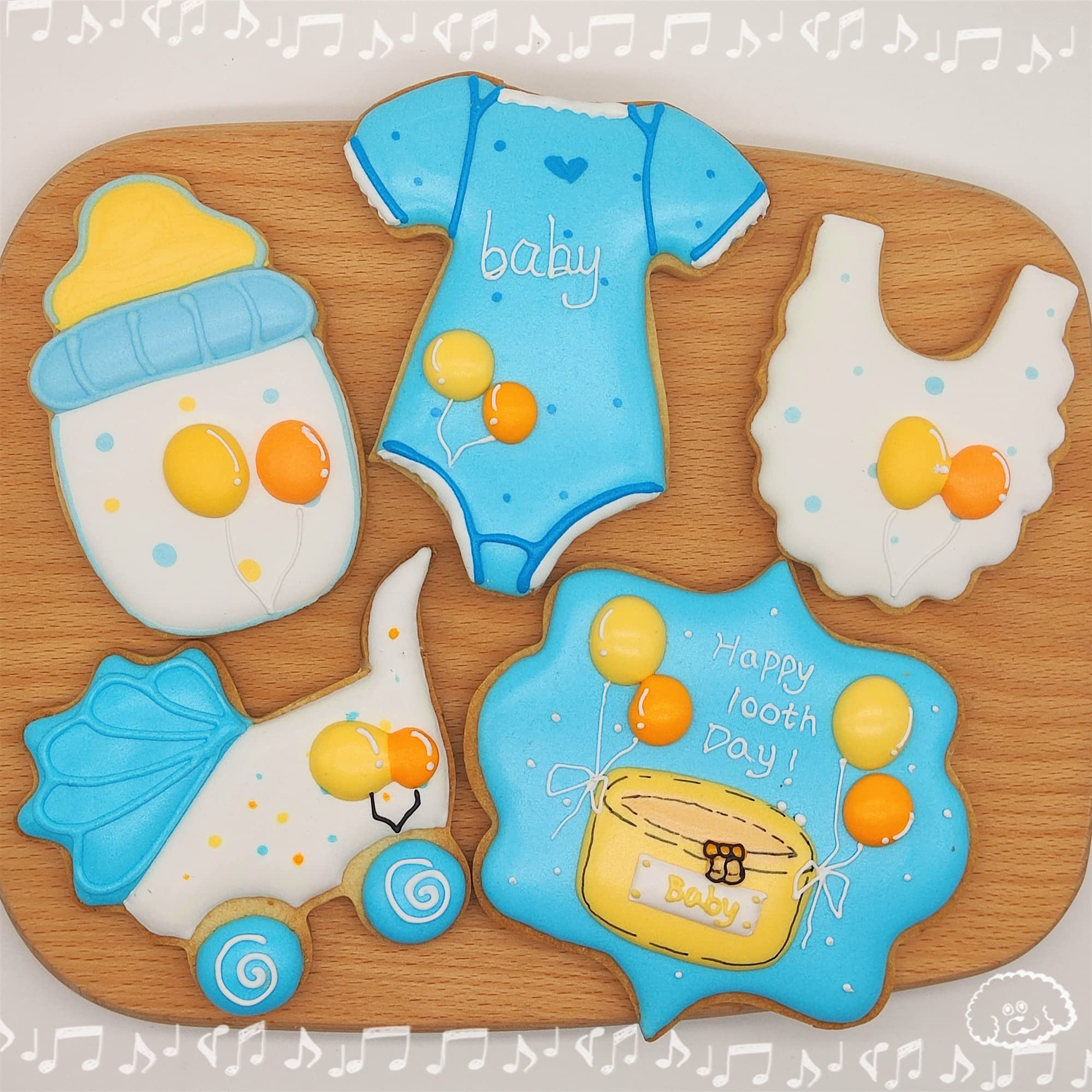5 Pieces Baby Shower Cookie Cutters,Cute Shapes Of Onesie, Bib, Plaque/Frame,Baby Bottle, Baby Carriage For Baby Showers, Reveal