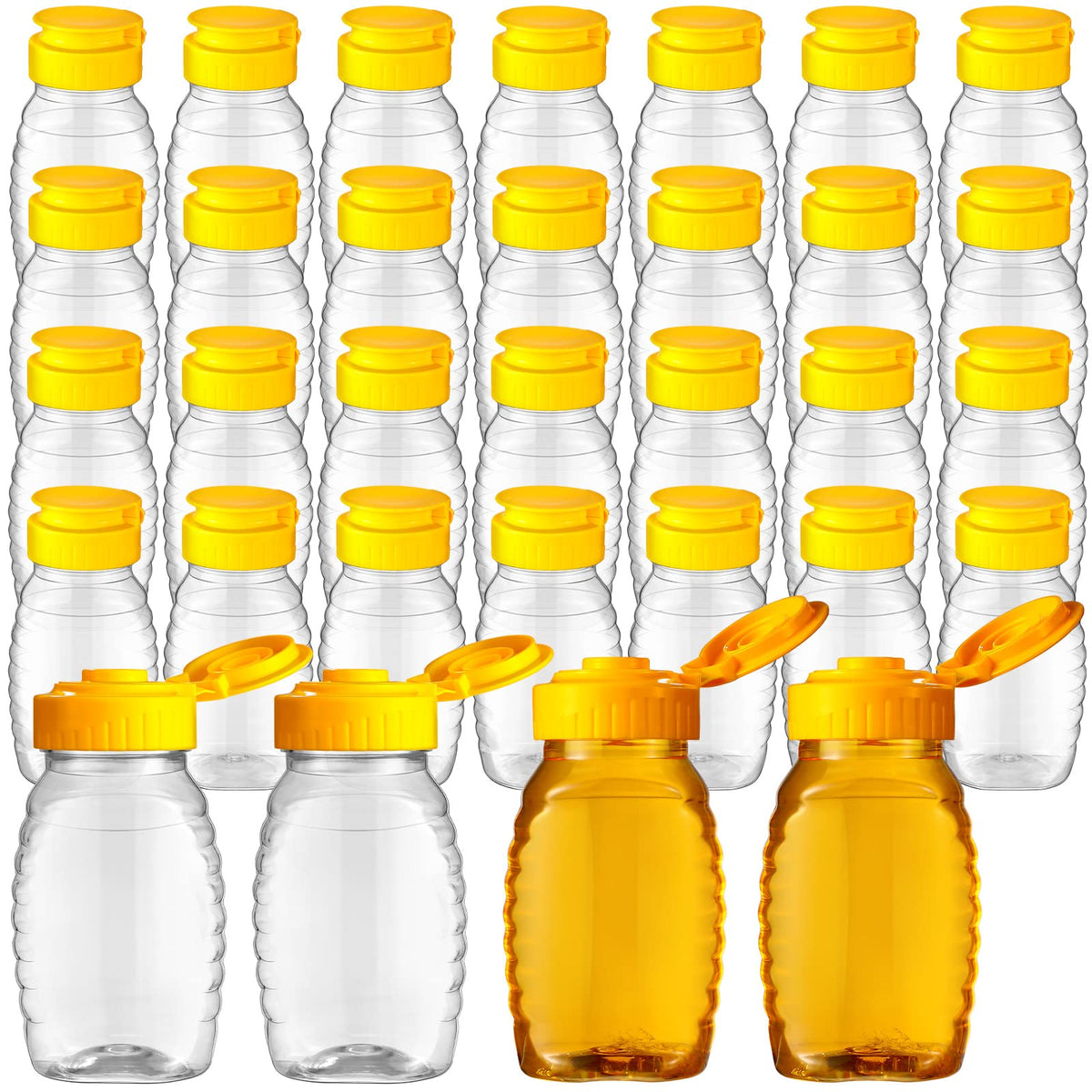 32 Pieces 5 Oz Clear Plastic Honey Bottles Squeeze Honey Containers Jars Empty Refillable Honey Holder With Leak Proof Flip Lid