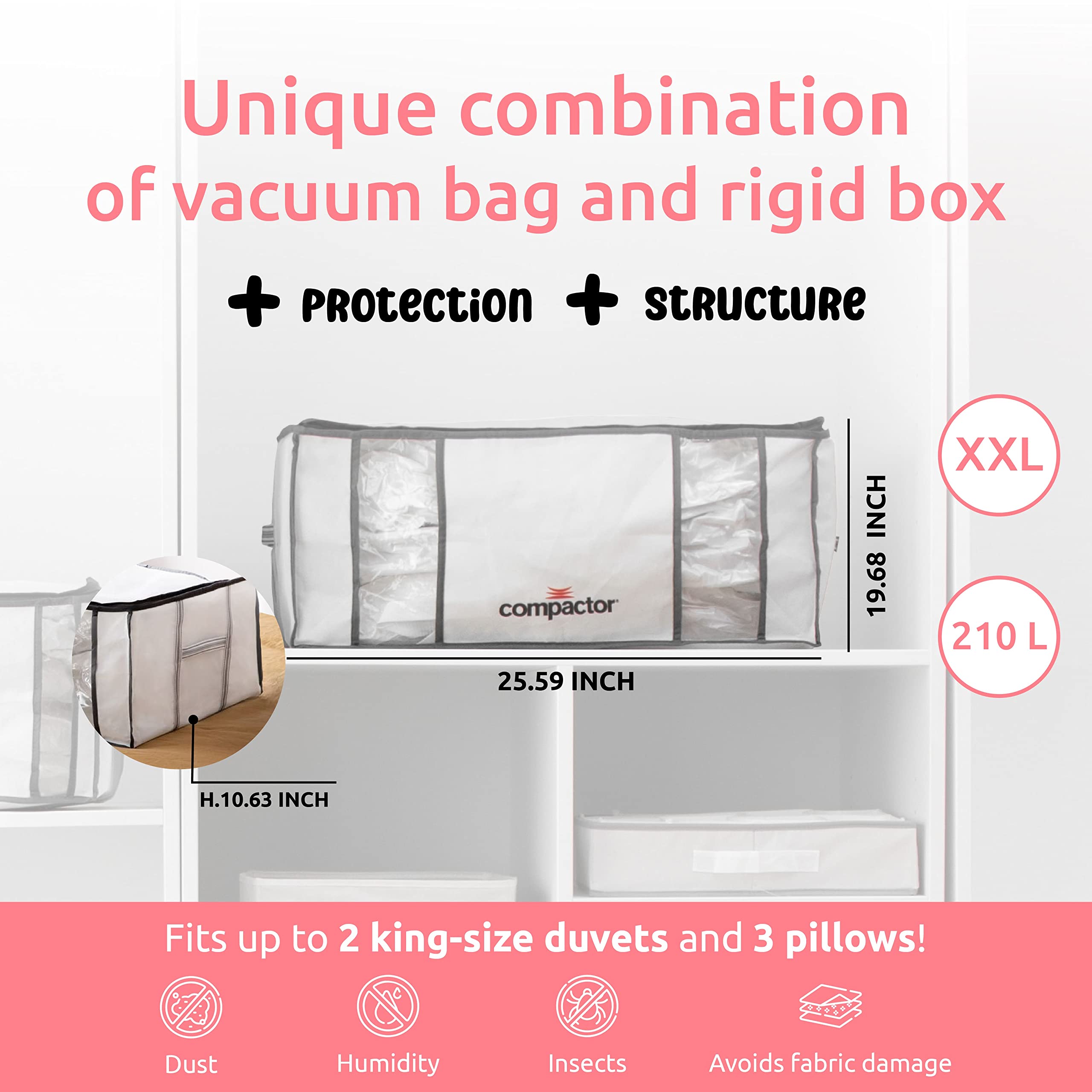 Compactor Vacuum Storage Bag Xxl | Space Saver Vacuum Storage Bags For Clothes, Comforters & Blankets | Ultimate Storage Solutio