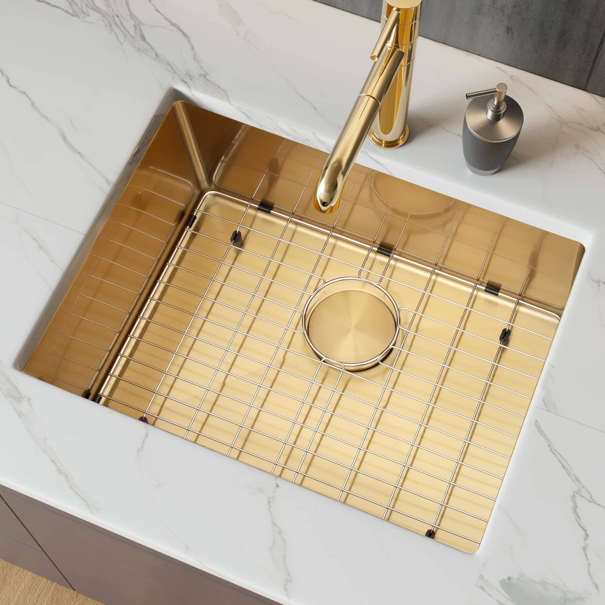 Lonsince Gold Kitchen Sink,Undermount Kitchen Sink 23X18,Single Bowl Stainless Steel Kitchen Sink