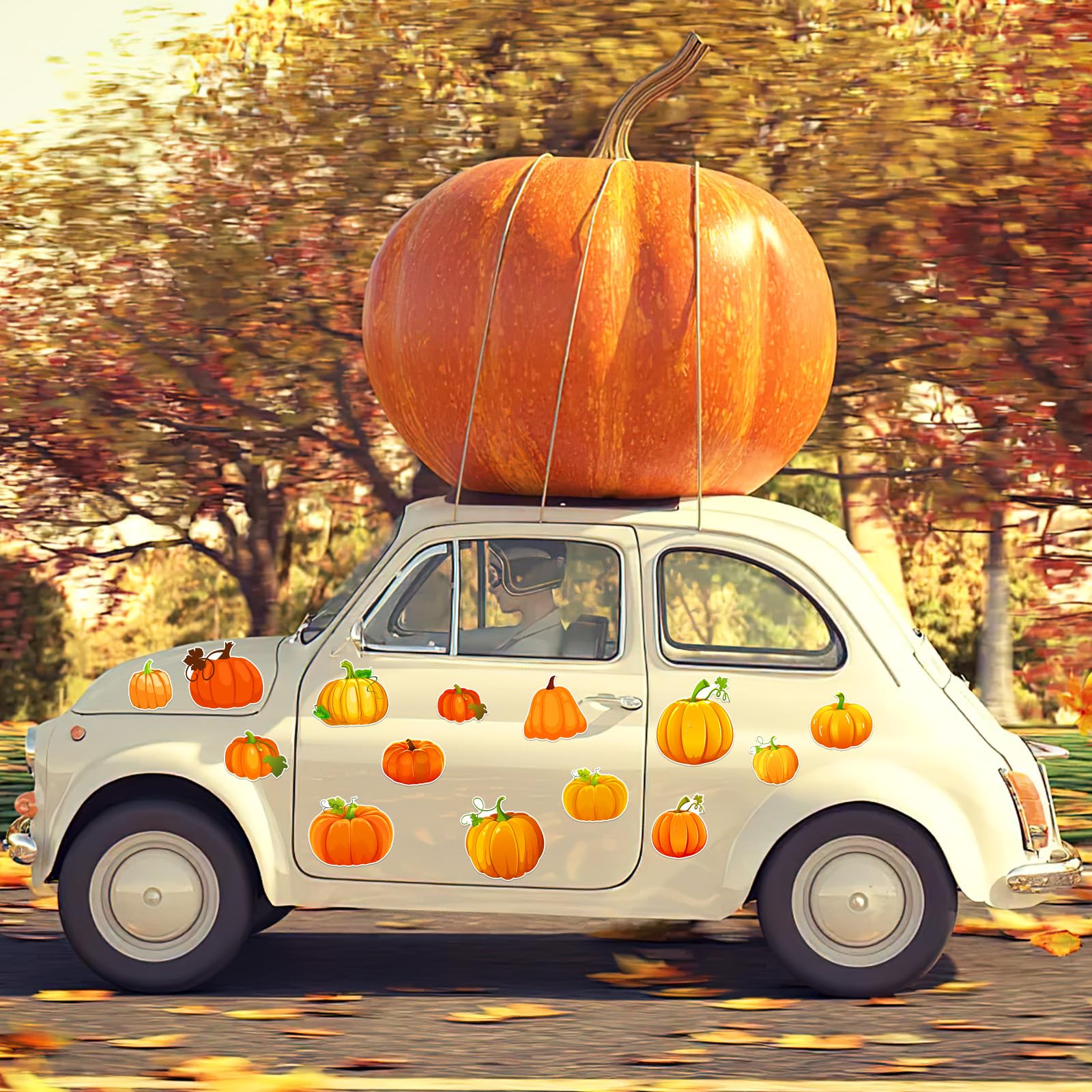 JULMELON Fall Pumpkin Magnets, 22pcs Thanksgiving Autumn Pumpkin Magnets Stickers Decorations Accessories for Fall Halloween Tha