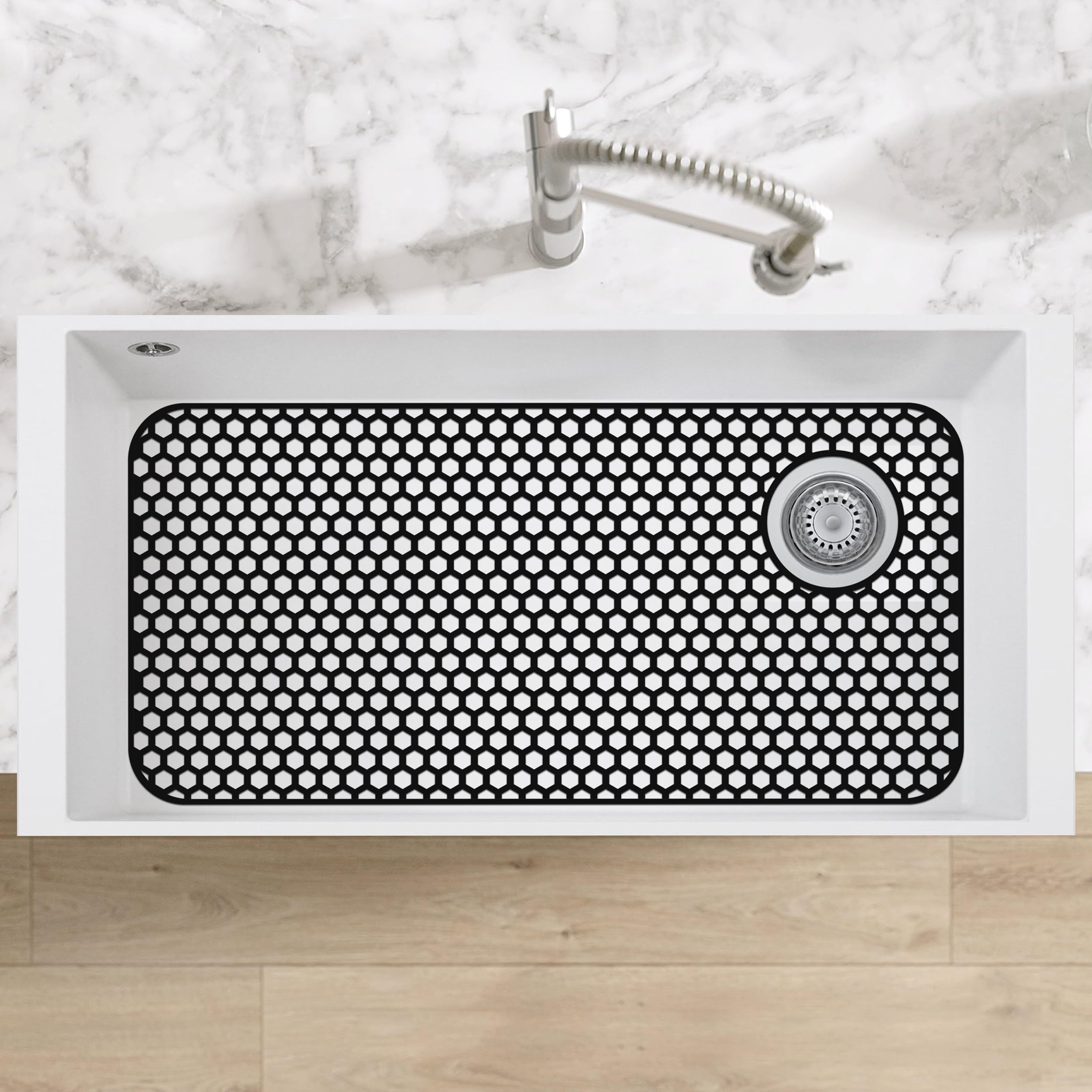 Bestjing Silicone Sink Protectors for Kitchen Sink - 28.4x 14.3 Kitchen Protector Accessory, Non-Slip Heat Resistant Mat for Bot