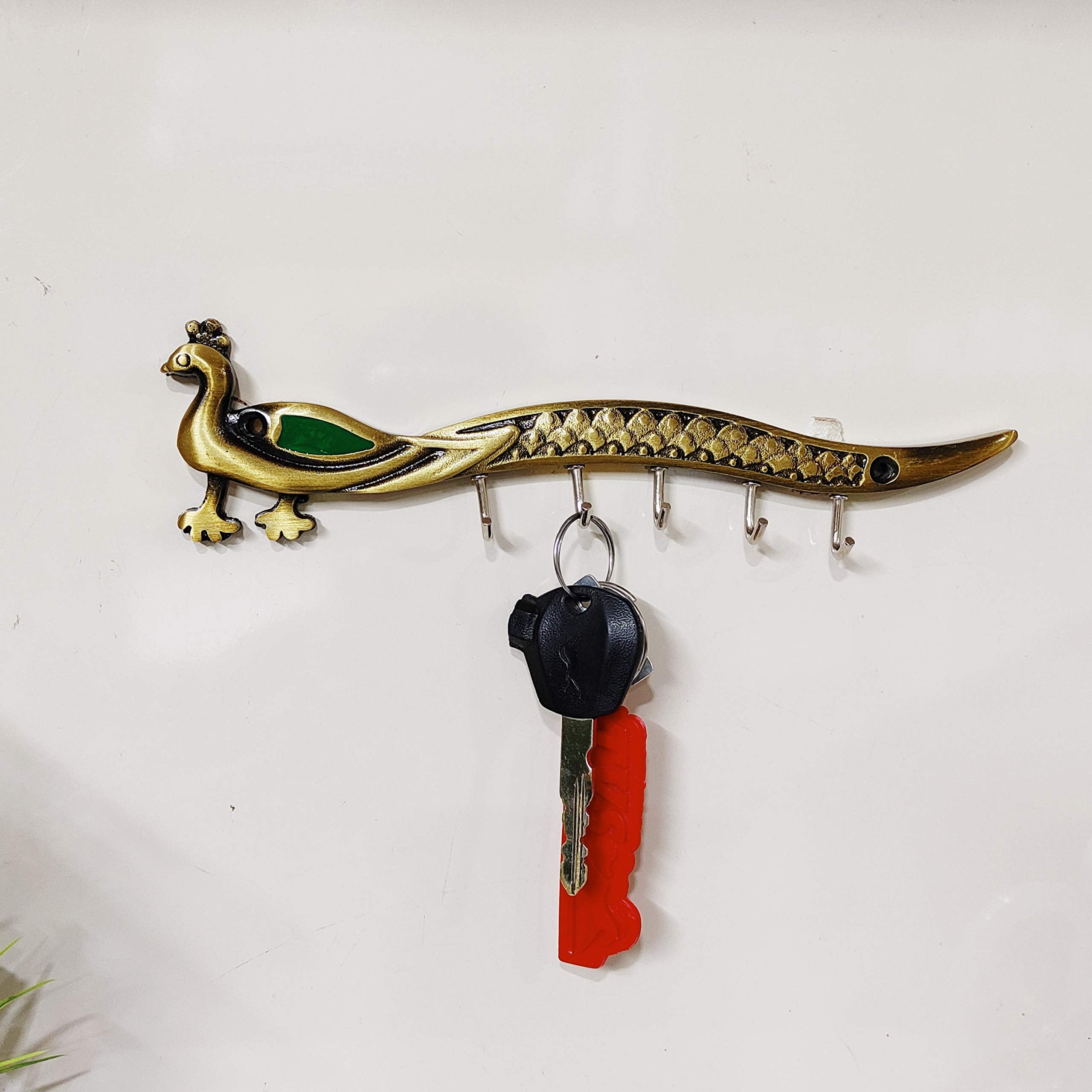 KridayKraft Metal Peacock Shap Key Holder Decorative Your Home & Office Walls Hanging Key Holder Stand Animal Shopwipiece Figuri