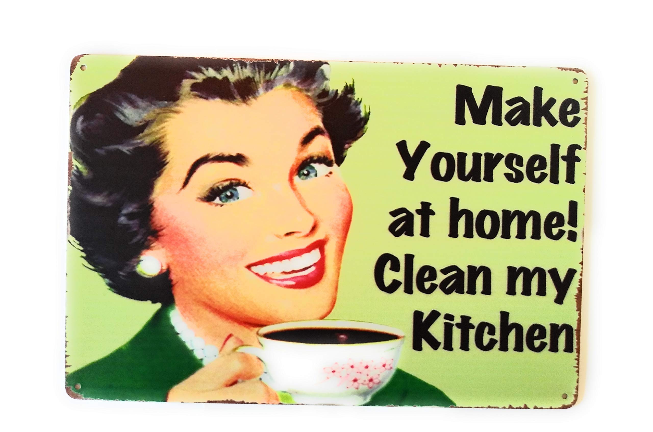 Make Yourself At Home! Clean My Kitchen Metal Tin Sign Eat Here Sign, Home Kitchen, Bar, Garage, Restaurant, Novelty Sign, Art D