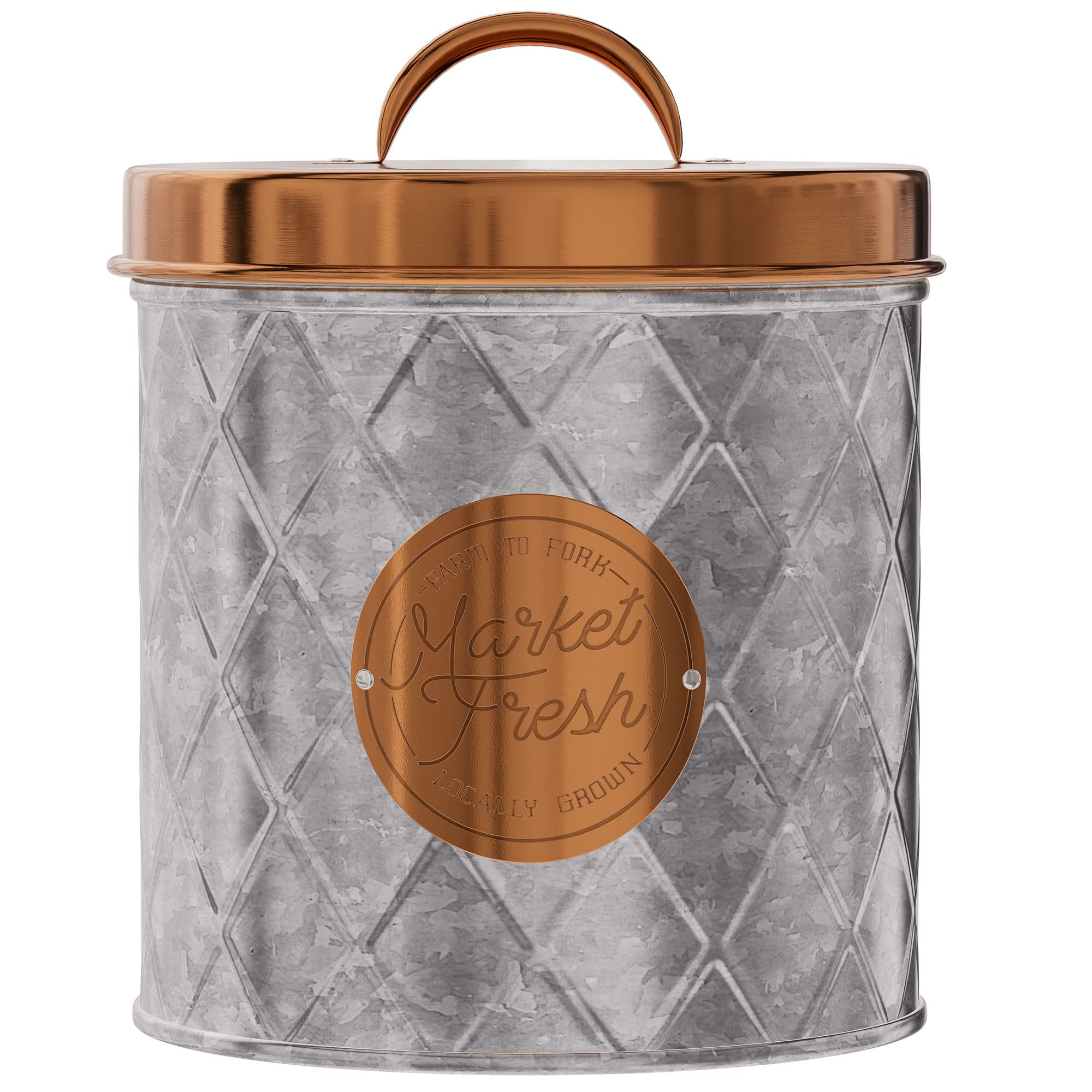 Amici Home Bristol Galvanized Metal Canister | Dry Food Storage Container | Airtight Lid | 84 Ounce Capacity | Farmhouse D  Cor
