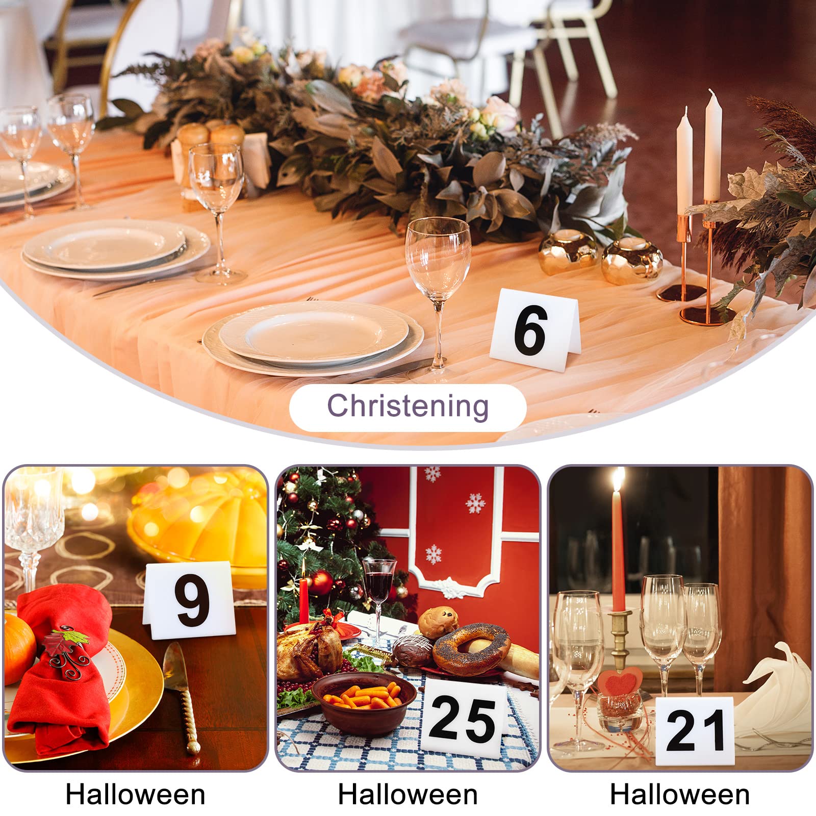 40 Pieces Acrylic Tent Table Numbers 1-40 Double Side Numbered Table Tents Restaurant Wedding Table Number White Table Tent Numb