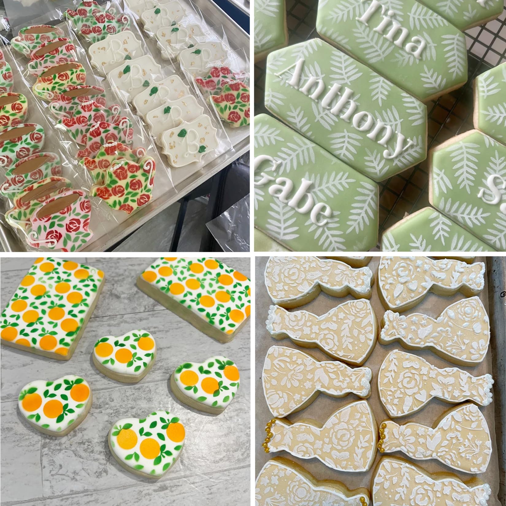 Cookie Stencils For Baking Royal Icing Leaf Stencil Airbrush Flower Hibiscus Vine Rose Stencil Templates For Cake Stencils Decor