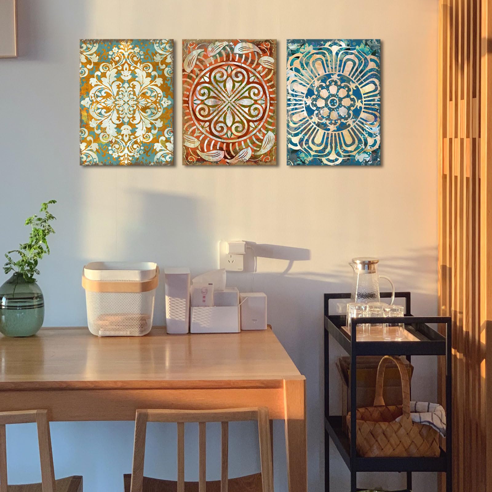 Mofutinpo Vintage Mandala Flowers Wall Art- Prints for Wall Decor - Bohemian  Mexican  Talavera  Moroccan & Middle Eastern Decor - Boho Wall Decor For Bedroo - Bathroom Artwork for Wall