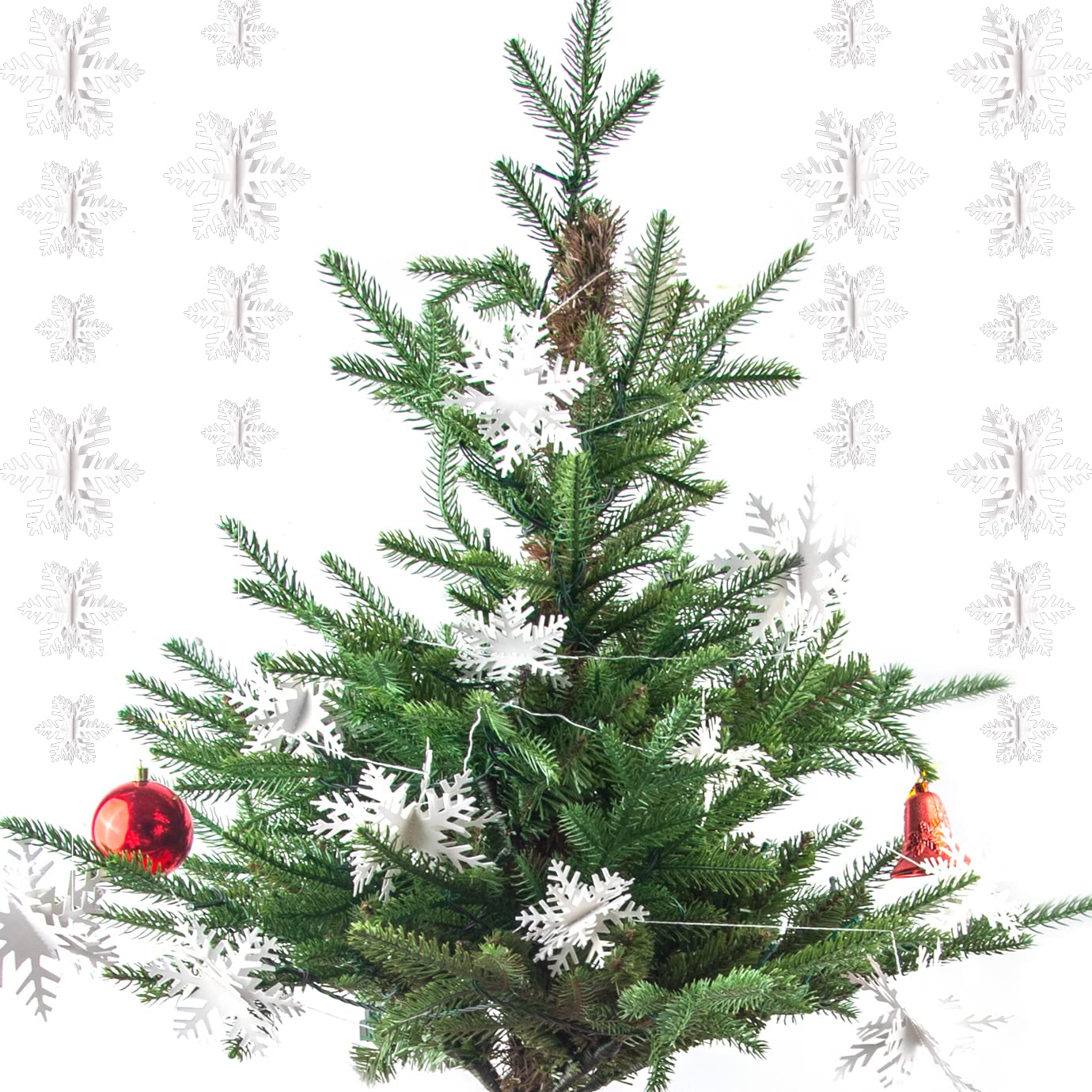 WXJ13 Christmas Hanging Snowflake Decorations, 2 Pack White 3D Snowflake Garland for Winter Xmas Home Decor