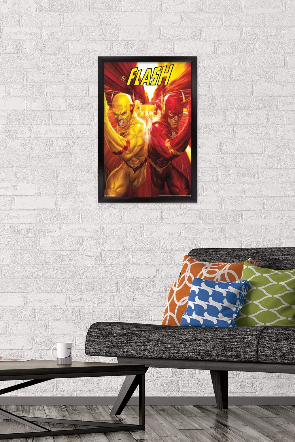 Trends International Dc Comics - The Flash And The Reverse Flash - Race Wall Poster, 14.725'' X 22.375'', Black Framed Version