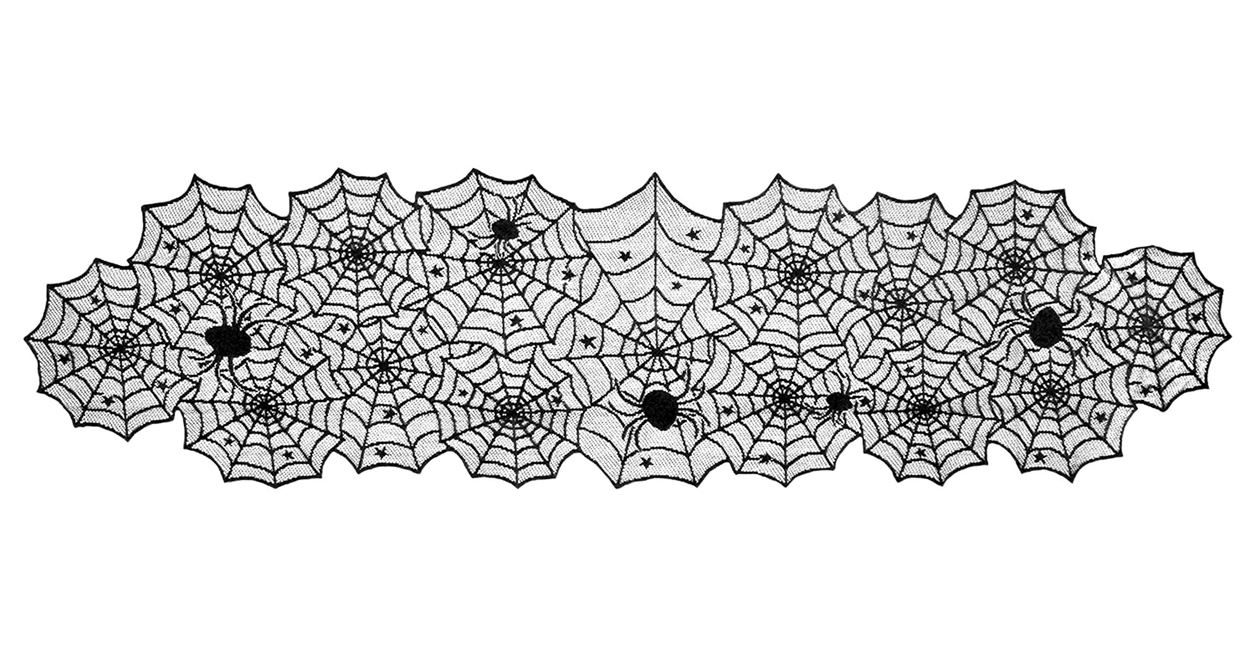DII Black Lace Overlay Tabletop Collection Gothic Halloween Decor  Table Runner  18x72  Spider Web