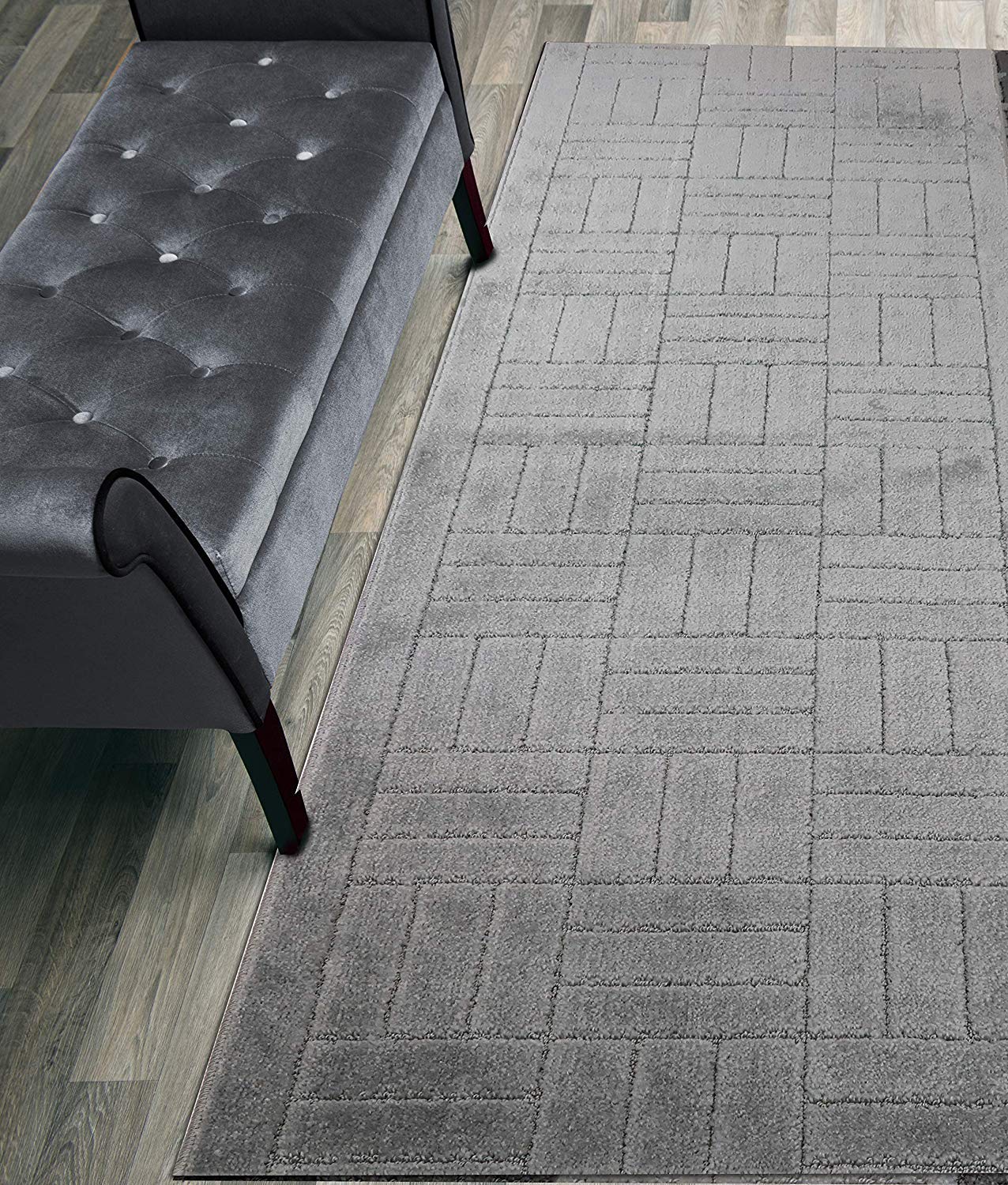 ORFA HOME Custom Length Hallway Runner Rug,Slip Resistant,Bricks Dark Grey, 26 Inch X 6 feet, Sold and Priced Per Foot