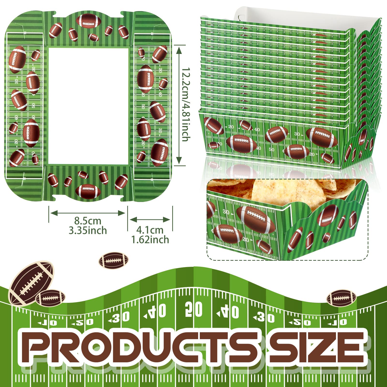 60 Pack Football Party Supplies Football Plates Paper Food Serving Tray Paper Trays Paper Food Boats Paper Food Tray For Concess