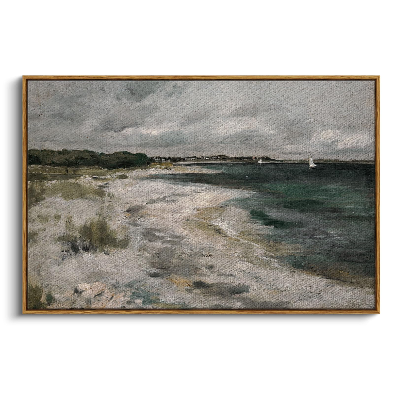 InSimSea Framed Landscape Canvas Wall Art | Seaside Vinage Painting Prints Coastal Wall Art | Modern Farmhouse Decor | Rustic Wall Decor for Living Room Bedroom | French Country Decor 24x36inch