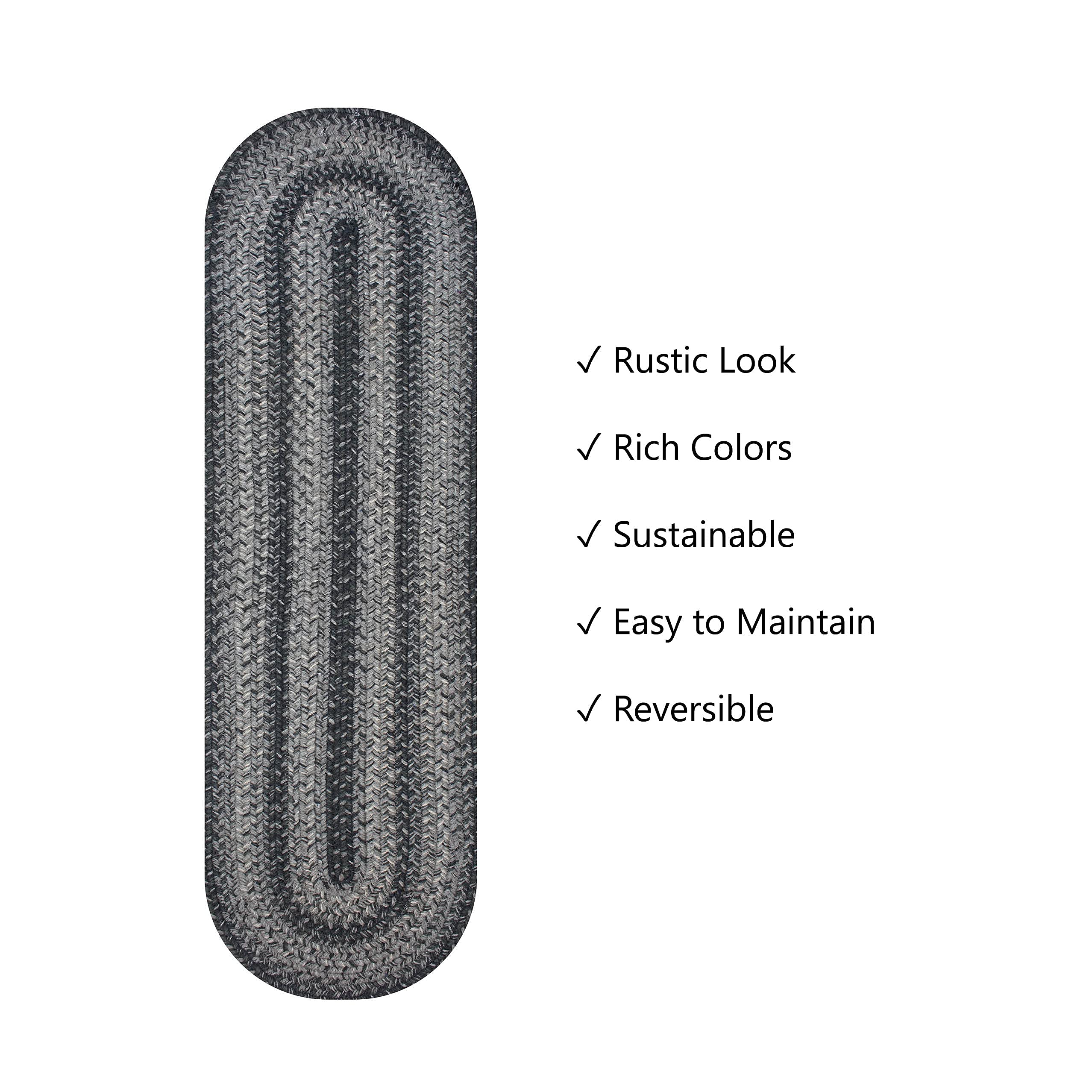 Homespice - Flint Hill Oval Table Runner, A Handmade Jute Braided Runner To Use As A Gray Dinner Table Runner - Flawless Edge Fi