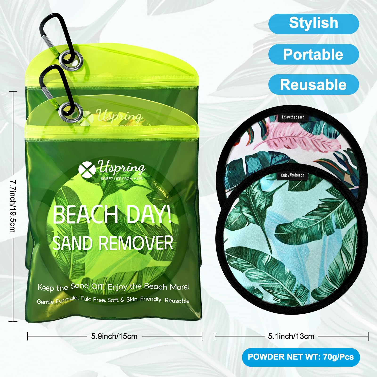 Uspring 2 Pcs Sand Remover For Beach, Sandscreen Sand Remover Beach Essentials, Sand Removal Bags, Beach Accessories, Vacation E