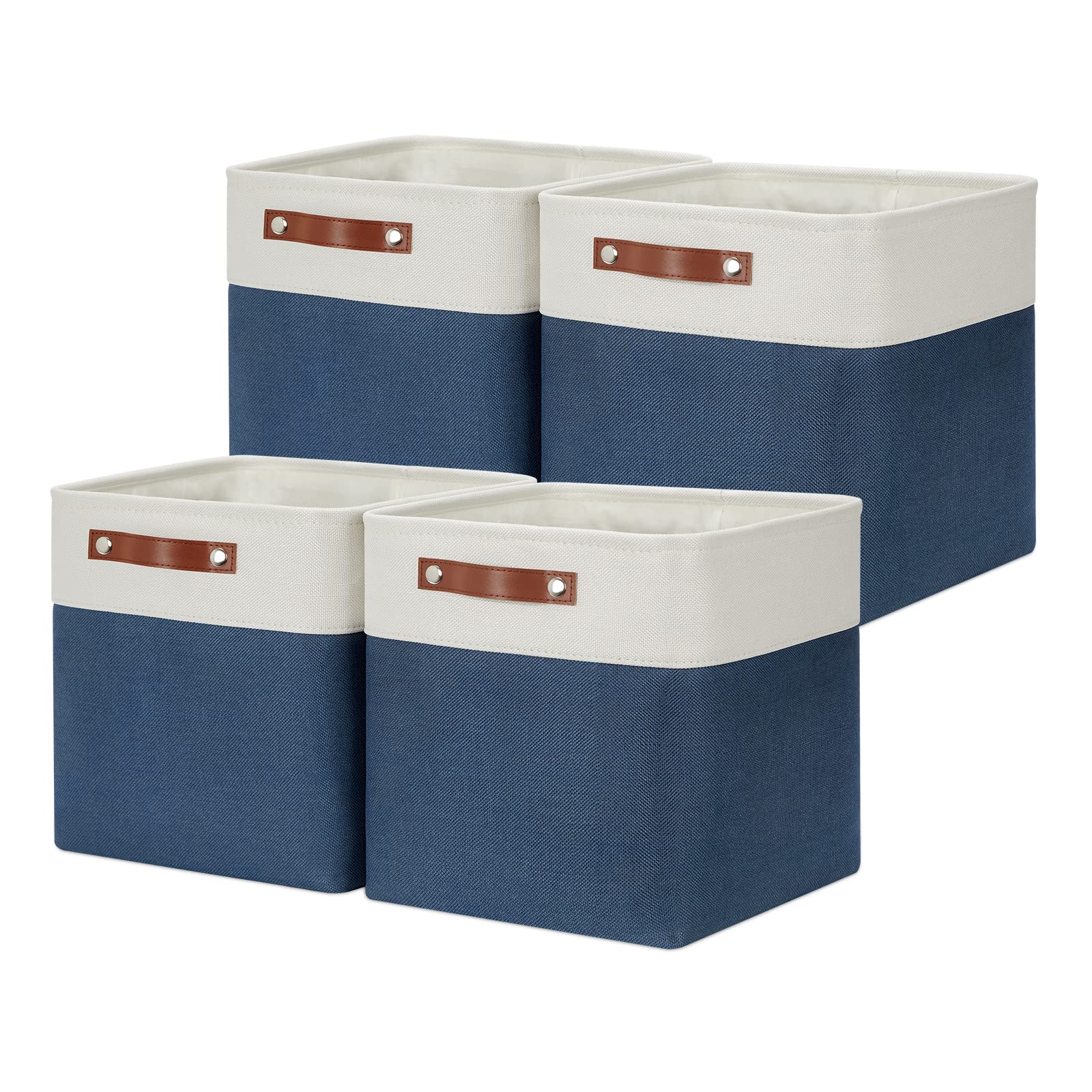 Dullemelo Foldable Storage Cubes 12 X 12 Organizer Bins,Canvas Storage Bins Empty Gift Baskets For Organizing With Durable Leath