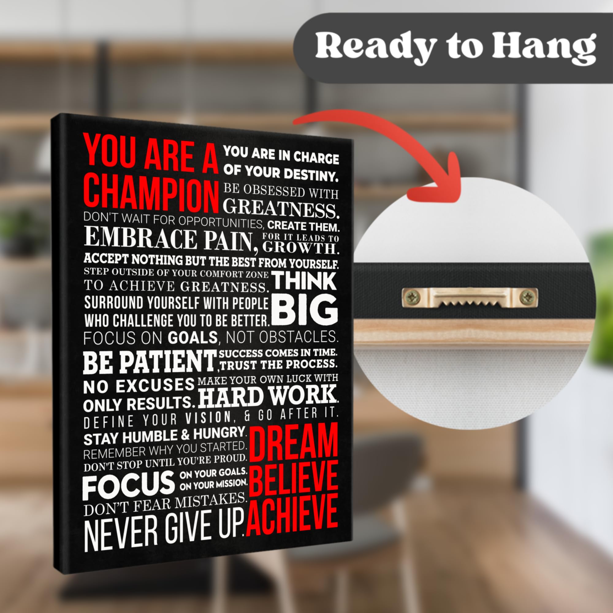 Honeykick A Champion'S Mantra Motivational Poster - 12 X 16 Inch Inspirational Wall Art D  Cor For Bedroom, Office, Gym - Framed