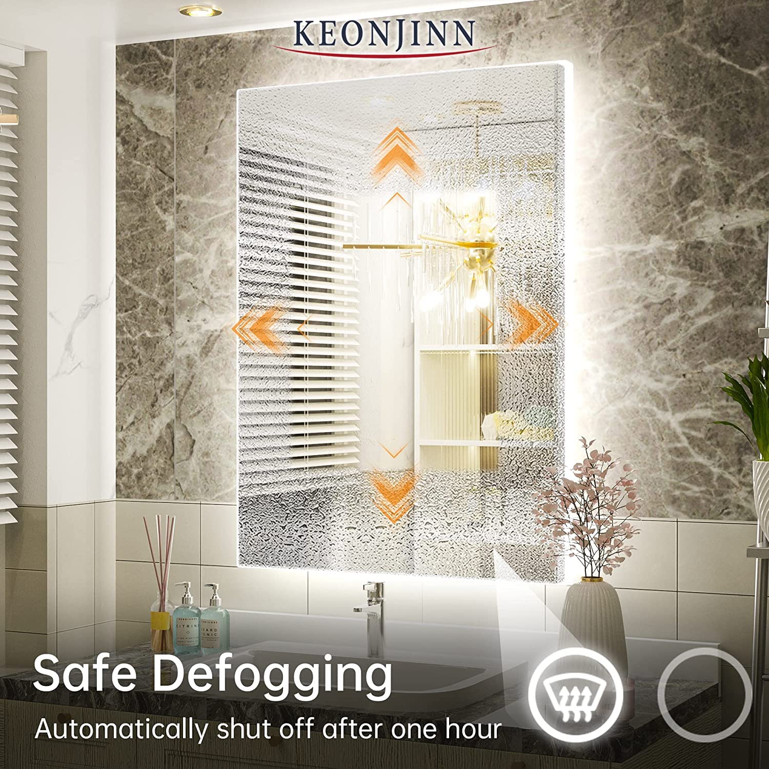 Keonjinn 24 x 32 Inch LED Backlit Mirror Lighted Bathroom Vanity Mirror 3 colors Warm/Natural/White Lights High Lumen  Anti-Fog & Dimmer Wall Mounted LED Makeup Mirror with Lights(Vertical/Horizontal)