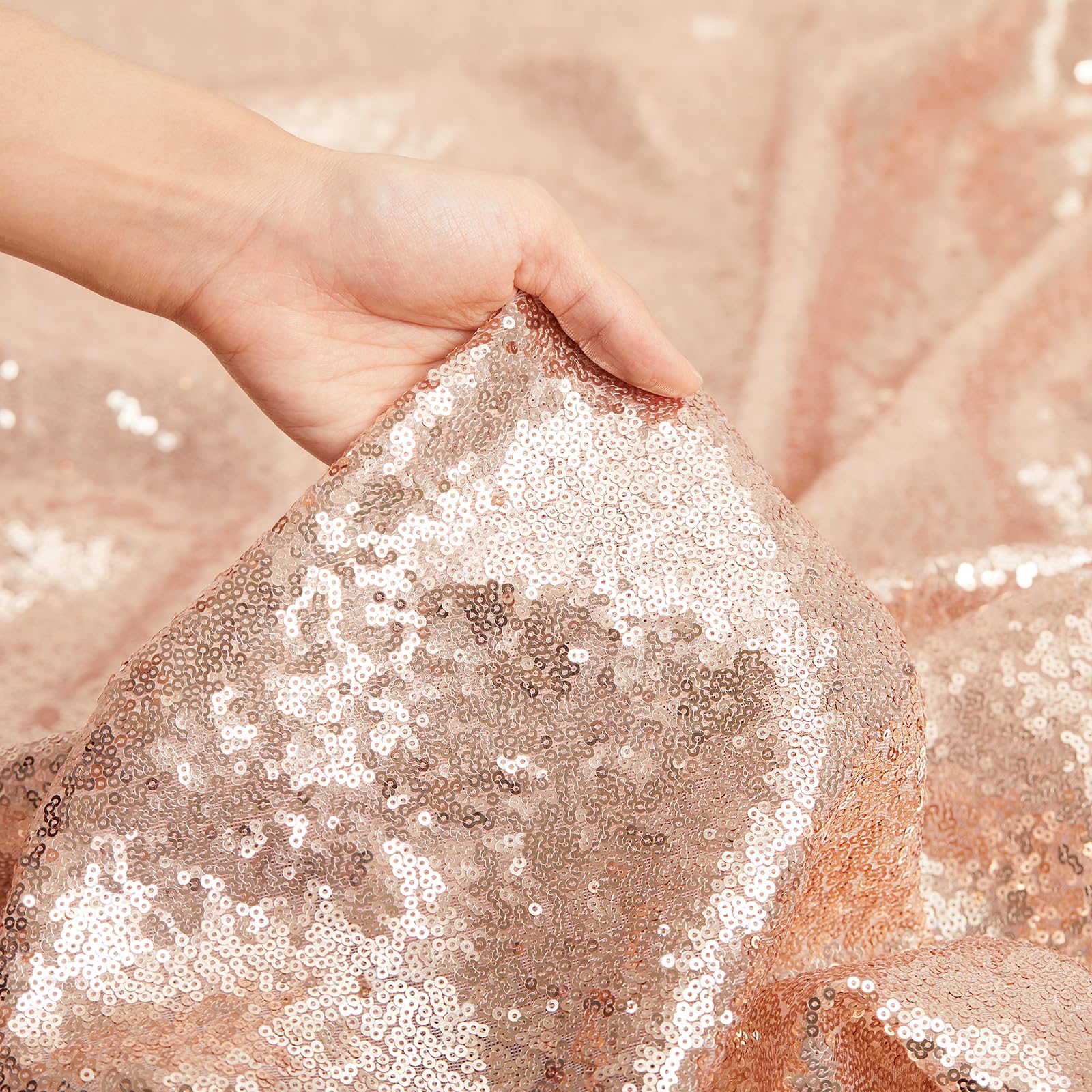 B-Cool Rose Gold Sequin Tablecloth Sparkly Wedding Table Cloths Shiny Tablecloth 50X80 Inch Shimmer Tablecloth Sequin Overlay Fo