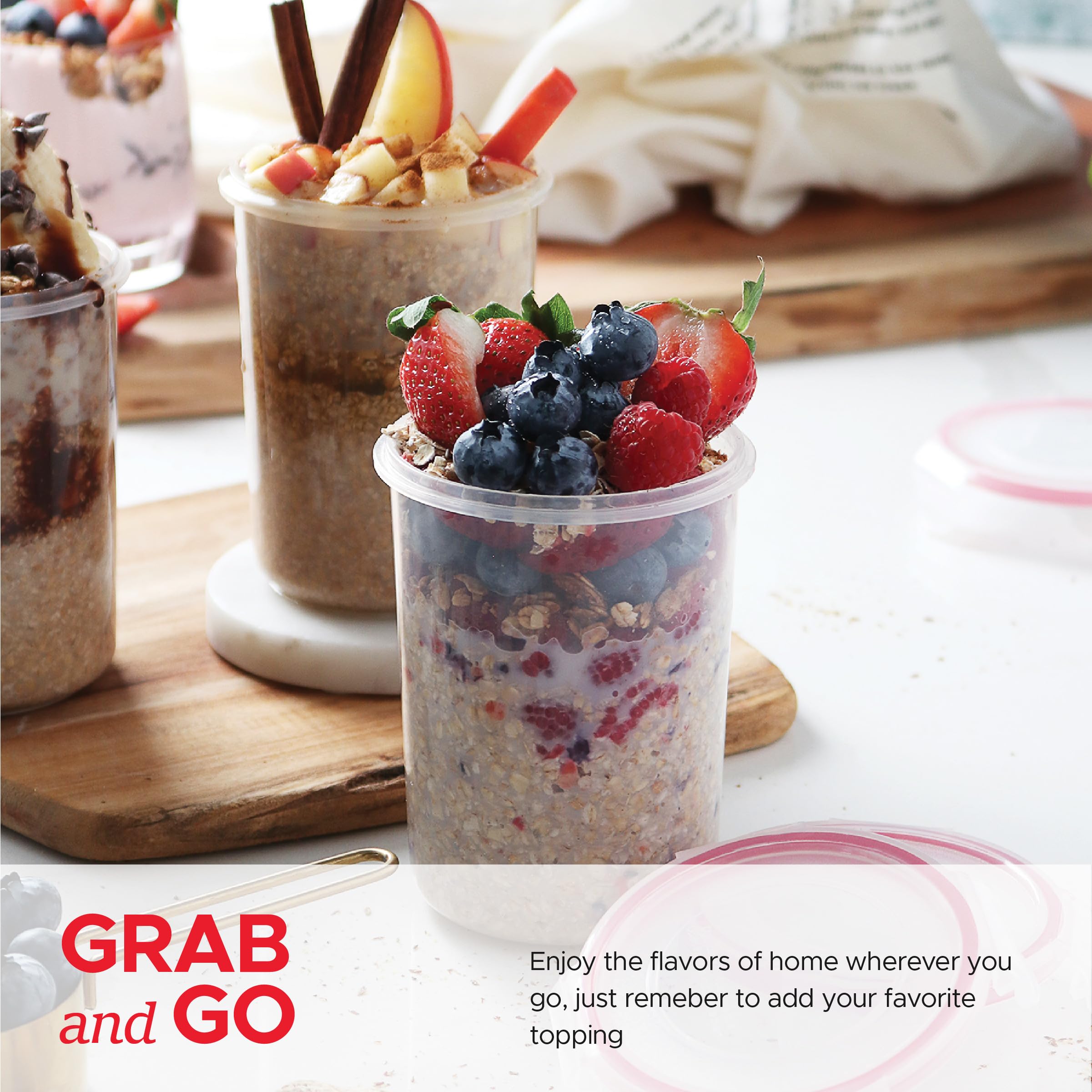 Overnight Oats Container With Lids (Set Of 4) | Oatmeal Container To-Go | Overnight Oats Jars With Lid | Cereal And Milk Contain