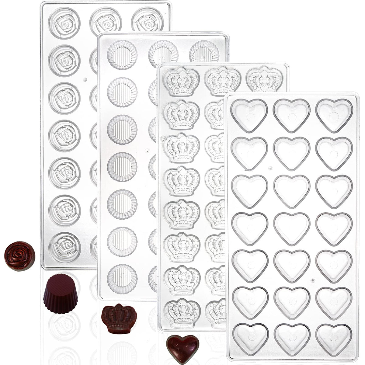 Zeayea 4 Pack 87 Grids Polycarbonate Chocolate Mold, Candy Making Mold, Diy Mold Cookie Tray For Mousse Jelly Candy Chocolate, C